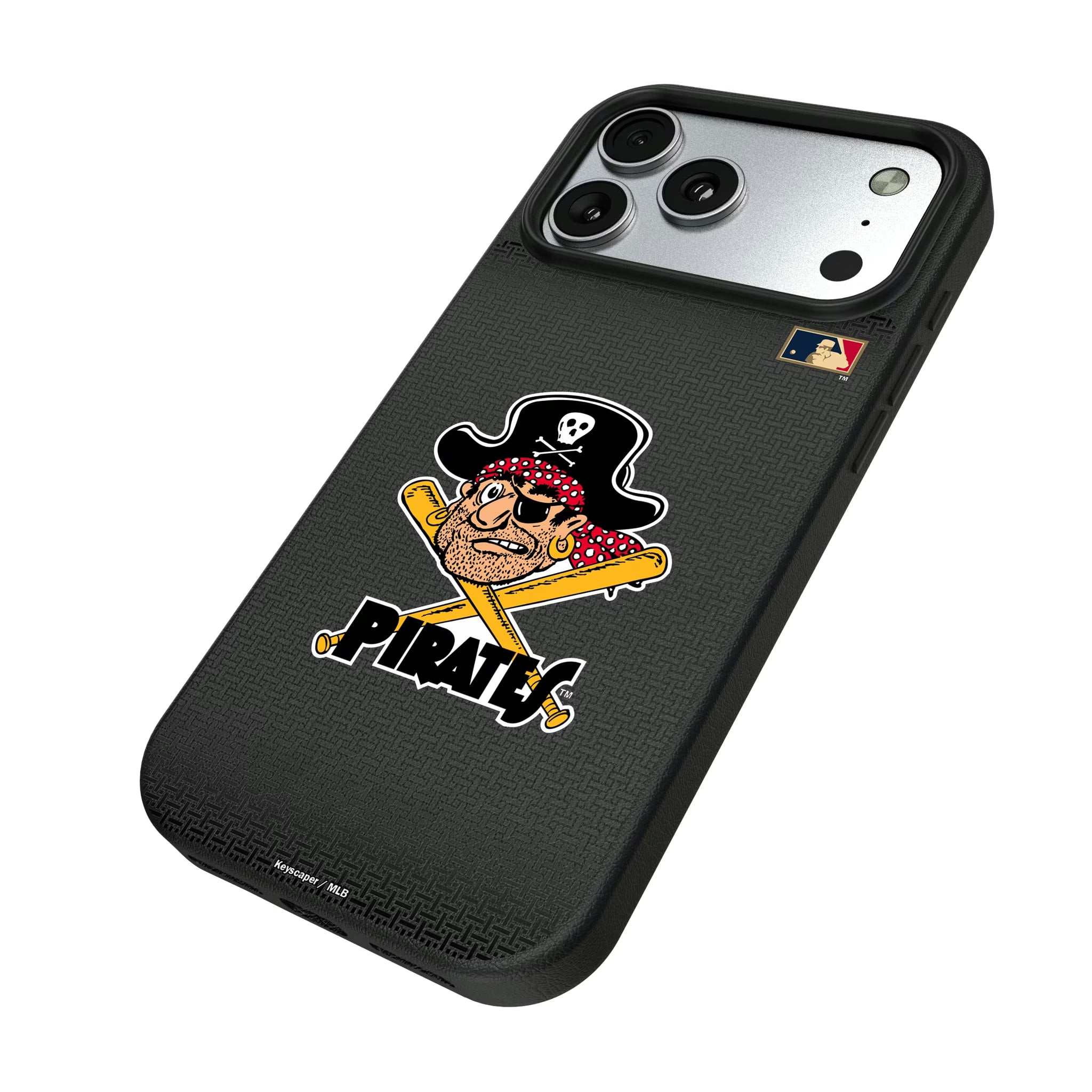 Pittsburgh Pirates 1958-1966 - Cooperstown Collection Linen iPhone MagSafe Compatible Phone Case for Apple iPhone - Isometric View#Device_iPhone 17 Pro Max