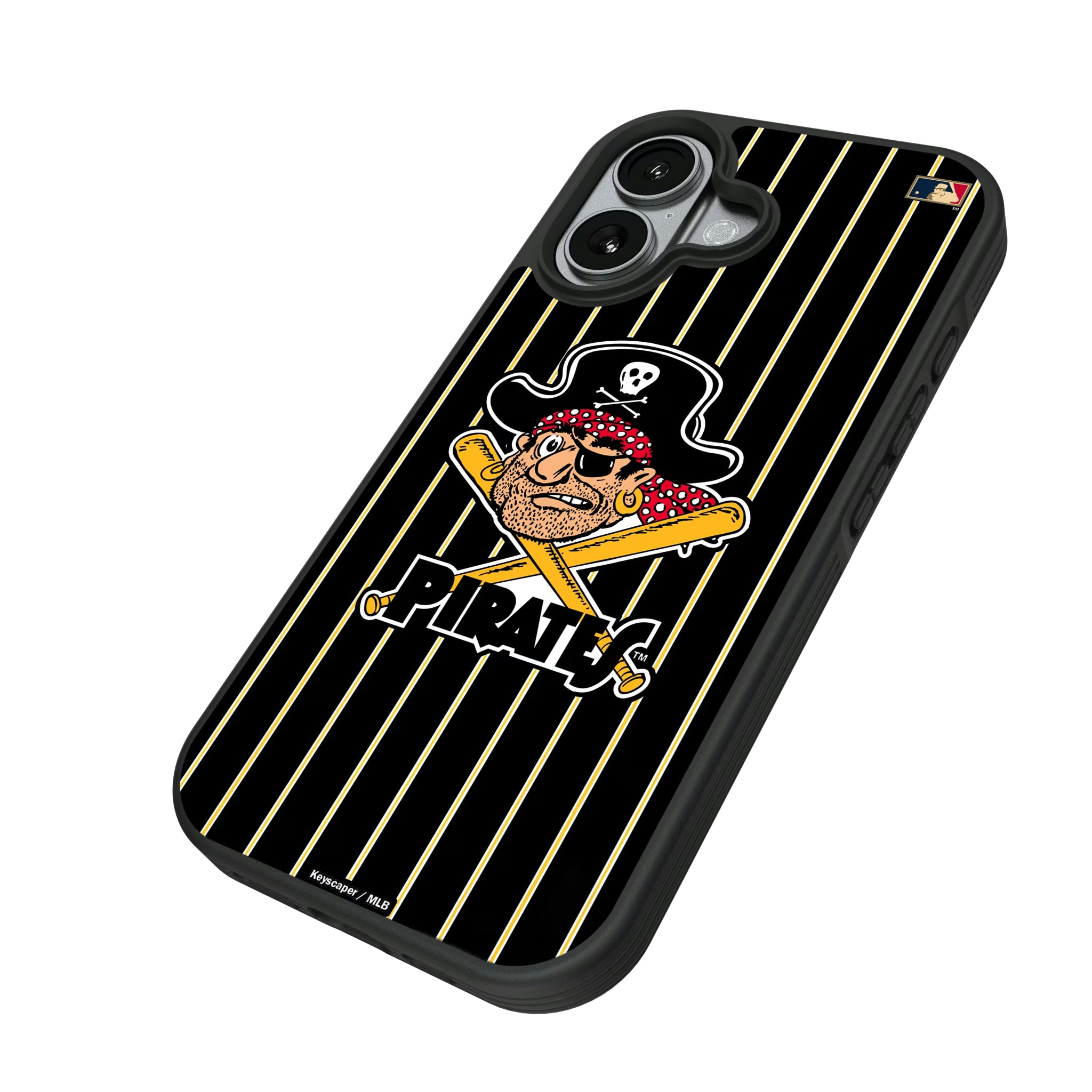 Pittsburgh Pirates 1958-1966 - Cooperstown Collection Pinstripe iPhone Bump Phone Case for Apple iPhone - Isometric View#Device_iPhone 17