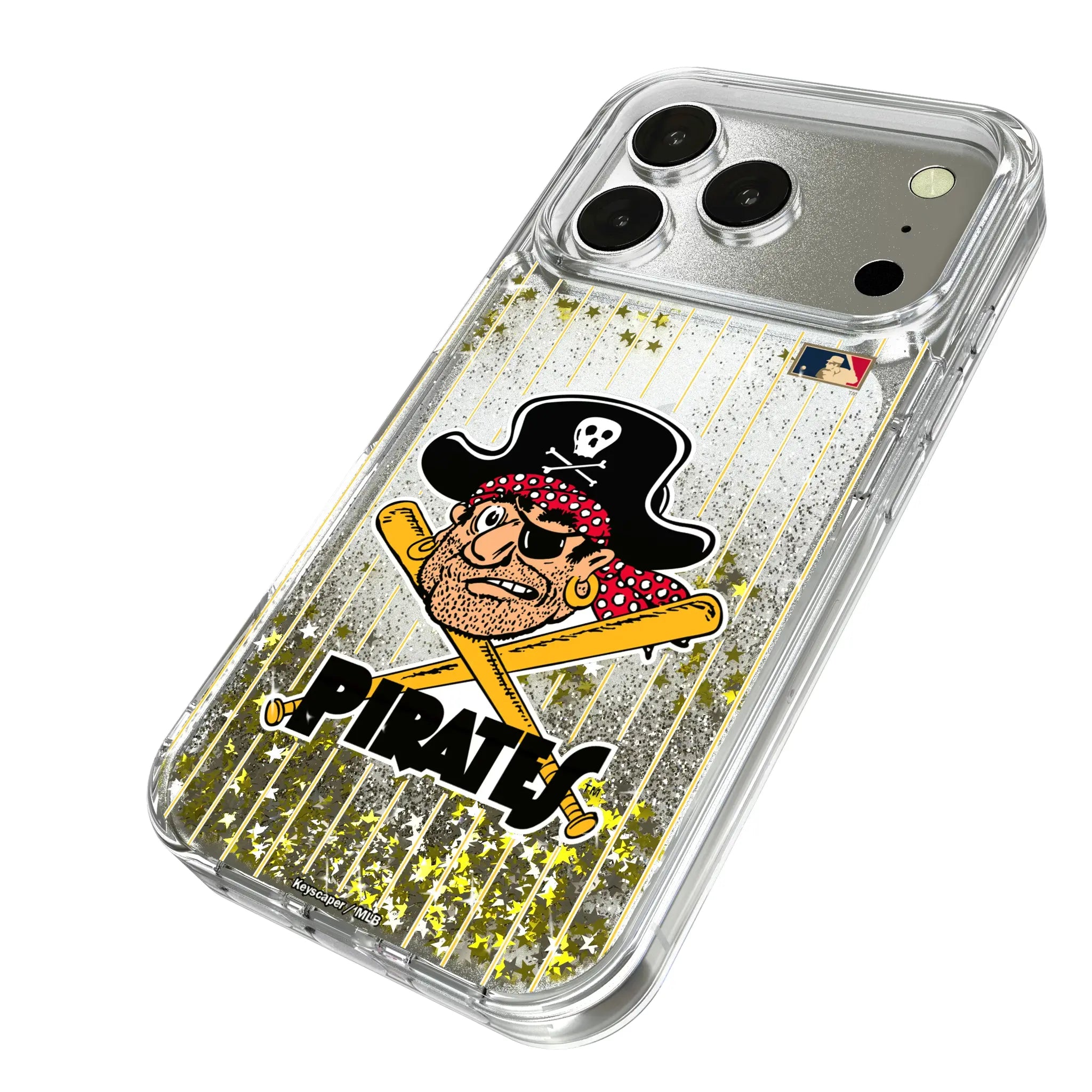 Pittsburgh Pirates 1958-1966 - Cooperstown Collection Pinstripe iPhone Glitter Phone Case for Apple iPhone - Isometric View