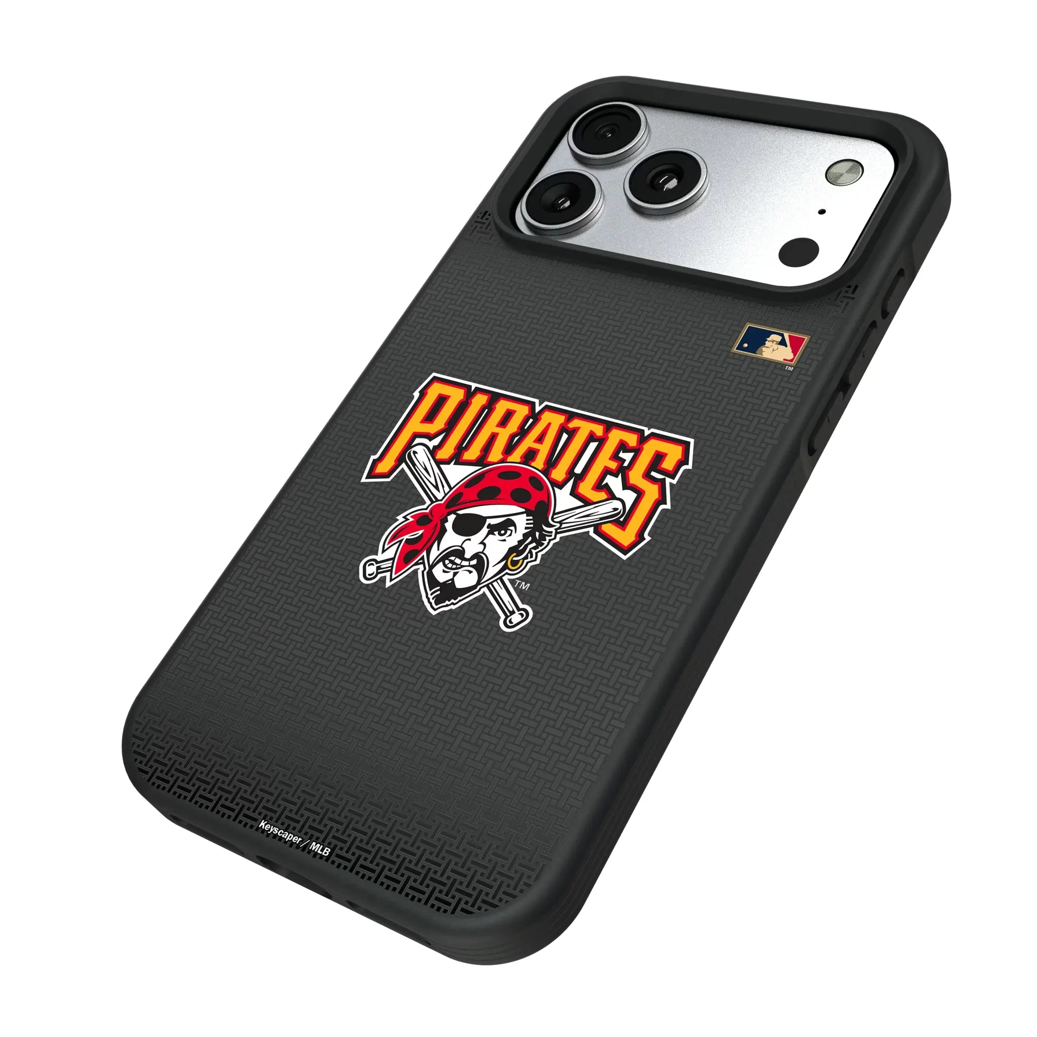 Pittsburgh Pirates 1997-2013 - Cooperstown Collection Linen iPhone Bump Phone Case for Apple iPhone - Isometric View#Device_iPhone 17 Pro Max
