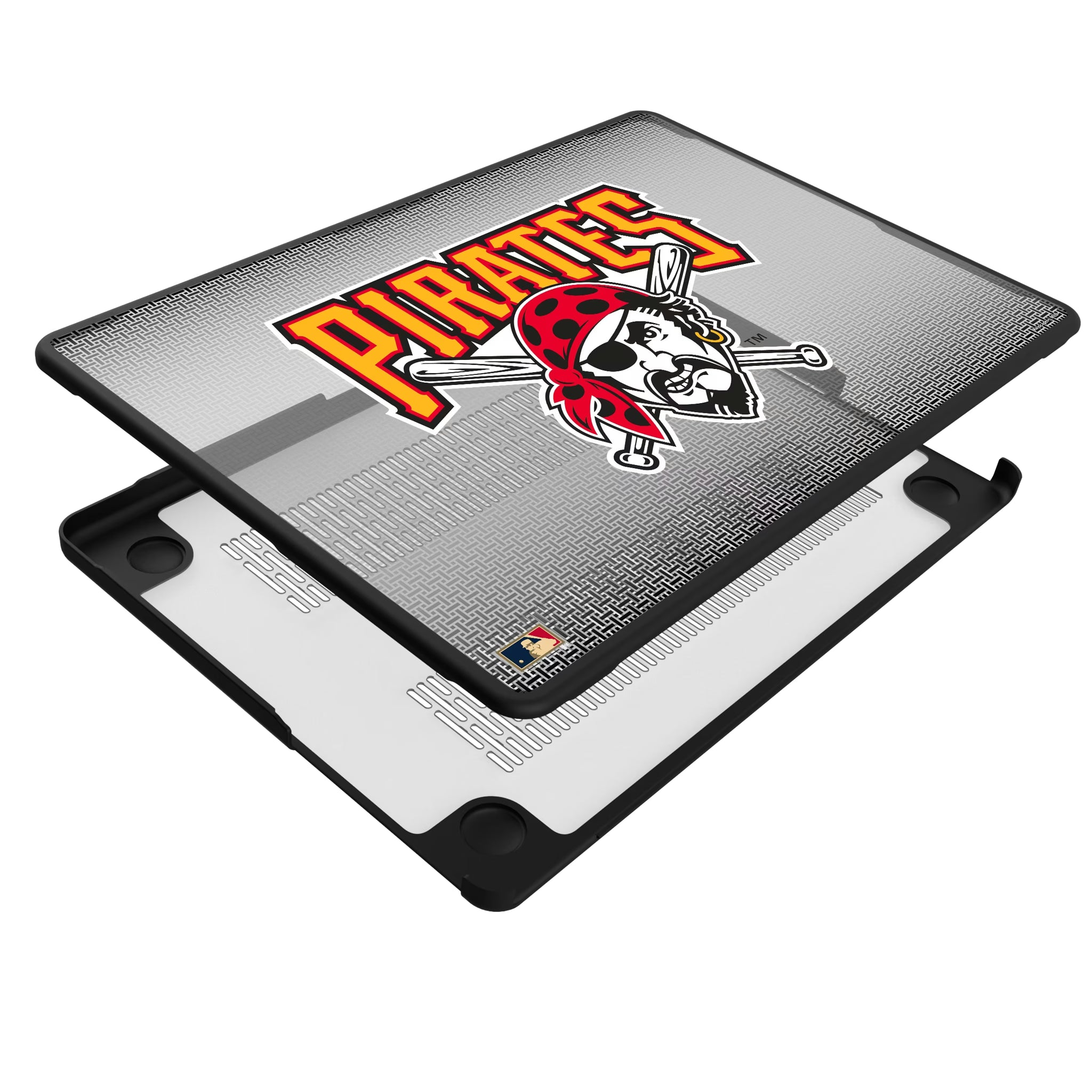 Pittsburgh Pirates 1997-2013 - Cooperstown Collection Linen MacBook Laptop Case for Apple MacBook - Isometric View#Device_MacBook Pro (14-inch, 2021) / MacBook Pro (14-inch, 2023) / MacBook Pro (14-inch, 2024)