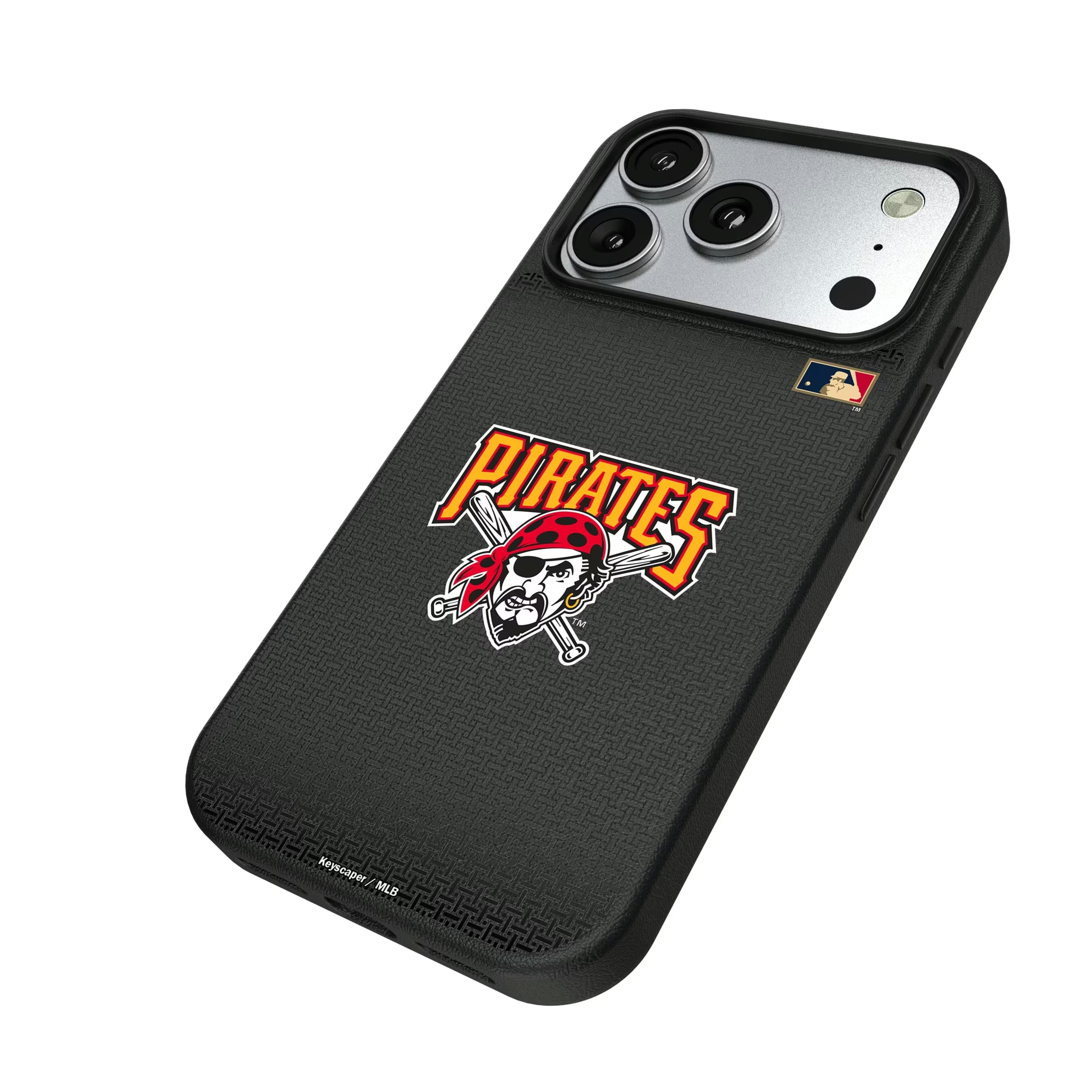 Pittsburgh Pirates 1997-2013 - Cooperstown Collection Linen iPhone MagSafe Compatible Phone Case for Apple iPhone - Isometric View#Device_iPhone 17 Pro