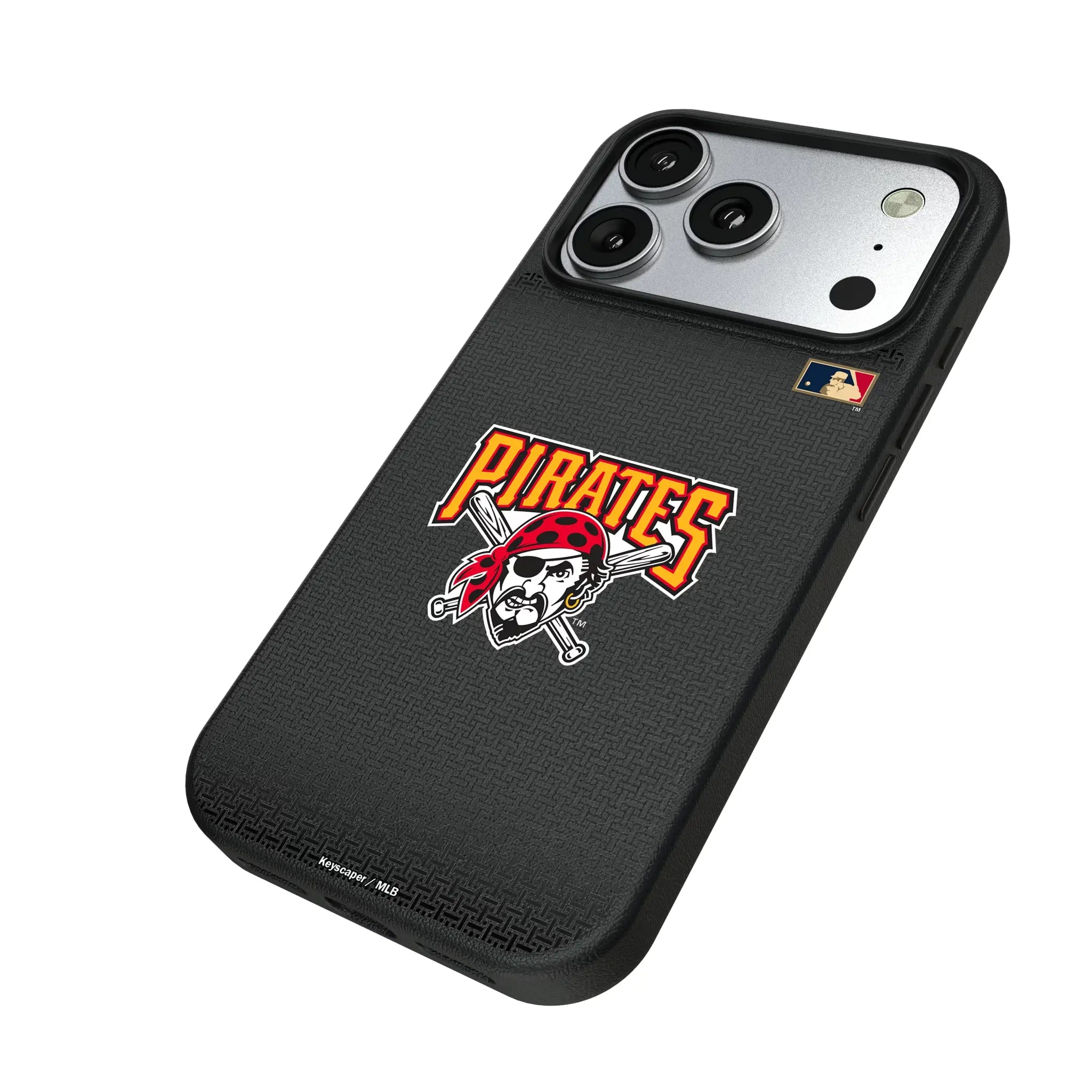 Pittsburgh Pirates 1997-2013 - Cooperstown Collection Linen iPhone MagSafe Compatible Phone Case for Apple iPhone - Isometric View#Device_iPhone 17 Pro