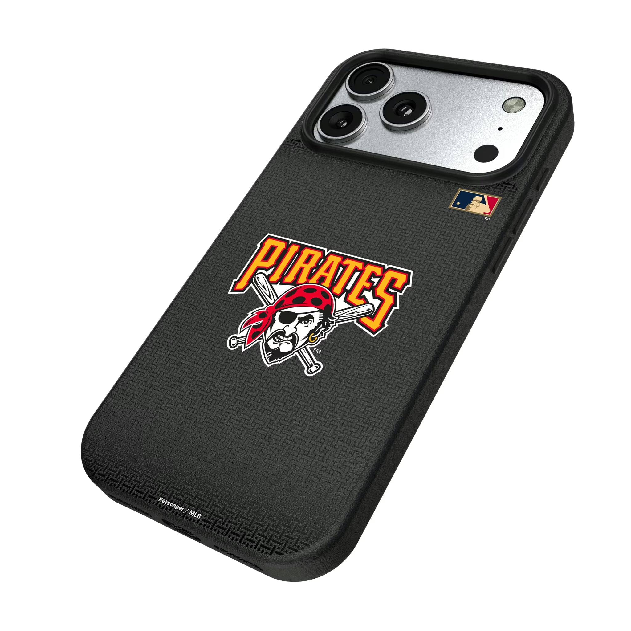 Pittsburgh Pirates 1997-2013 - Cooperstown Collection Linen iPhone MagSafe Compatible Phone Case for Apple iPhone - Isometric View#Device_iPhone 17 Pro Max
