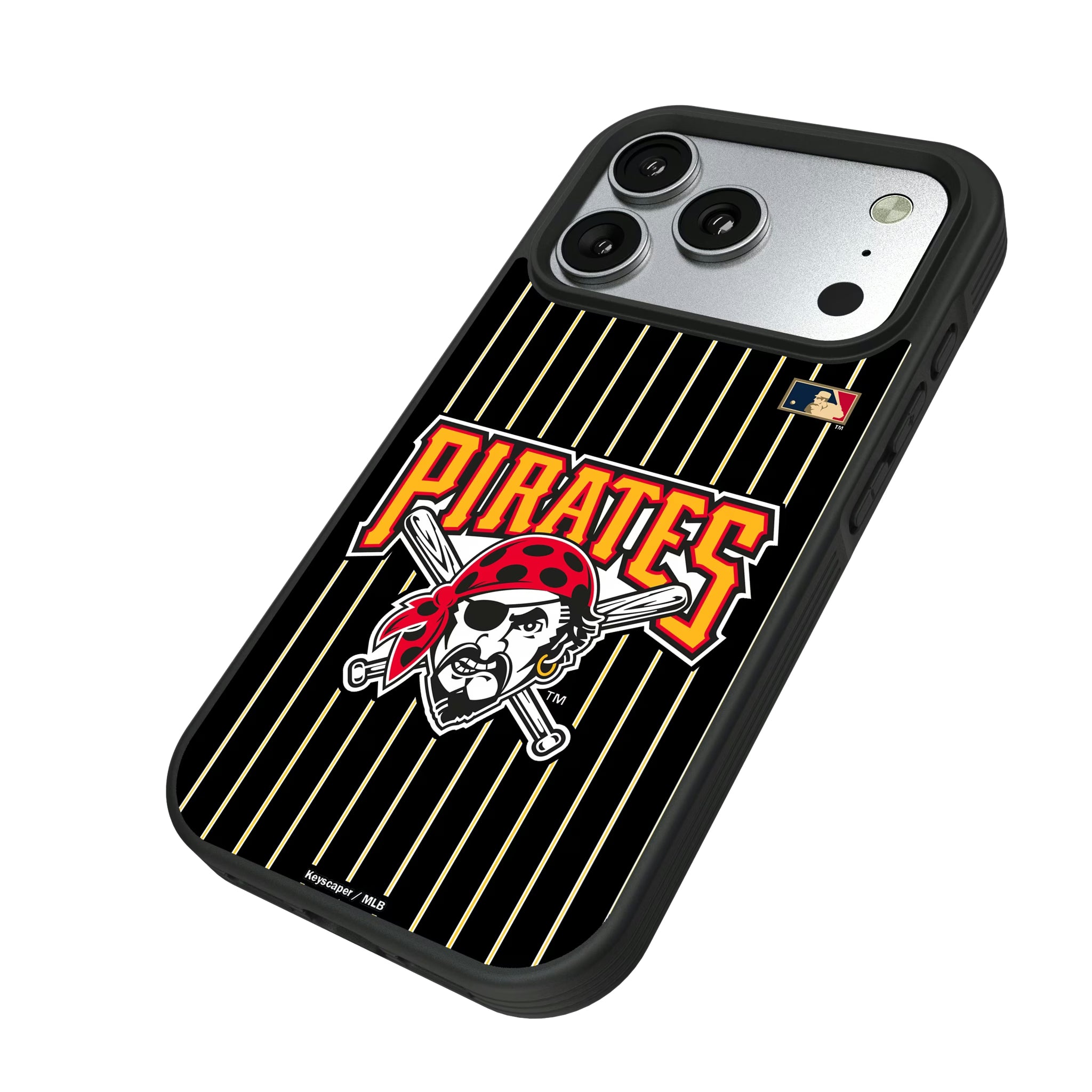 Pittsburgh Pirates 1997-2013 - Cooperstown Collection Pinstripe iPhone Bump Phone Case for Apple iPhone - Isometric View#Device_iPhone 17 Pro