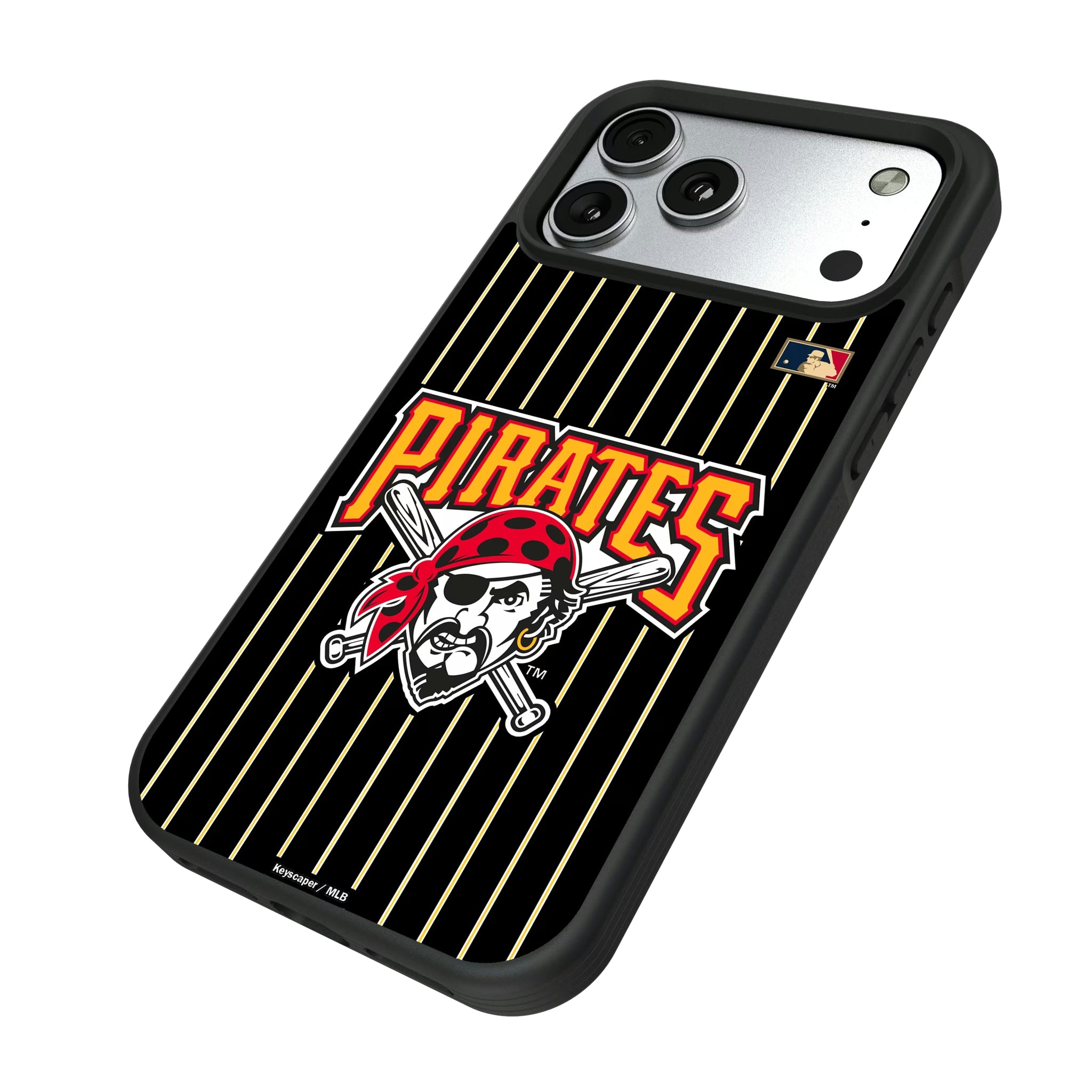 Pittsburgh Pirates 1997-2013 - Cooperstown Collection Pinstripe iPhone Bump Phone Case for Apple iPhone - Isometric View#Device_iPhone 17 Pro Max