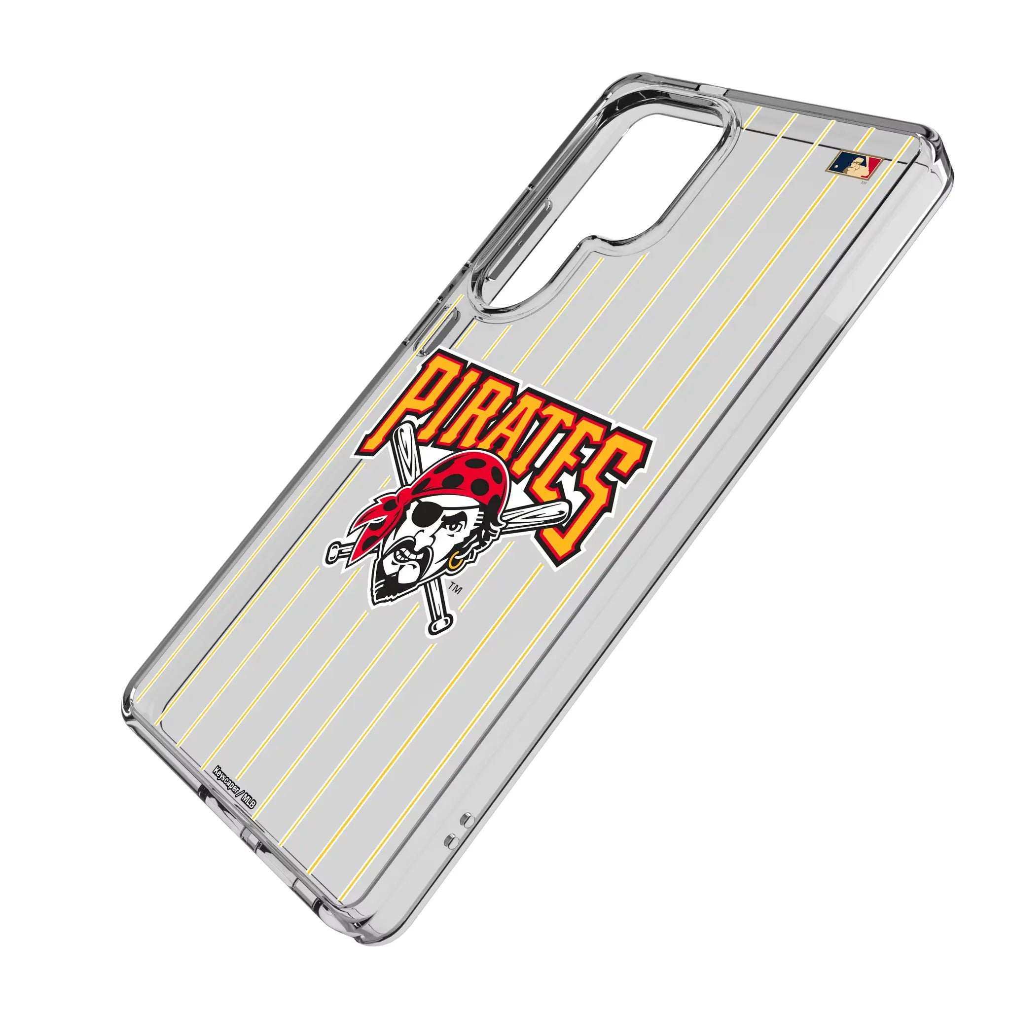 Pittsburgh Pirates 1997-2013 - Cooperstown Collection Pinstripe Galaxy Clear Phone Case for Samsung Galaxy - Isometric View#Device_Galaxy S25 Ultra