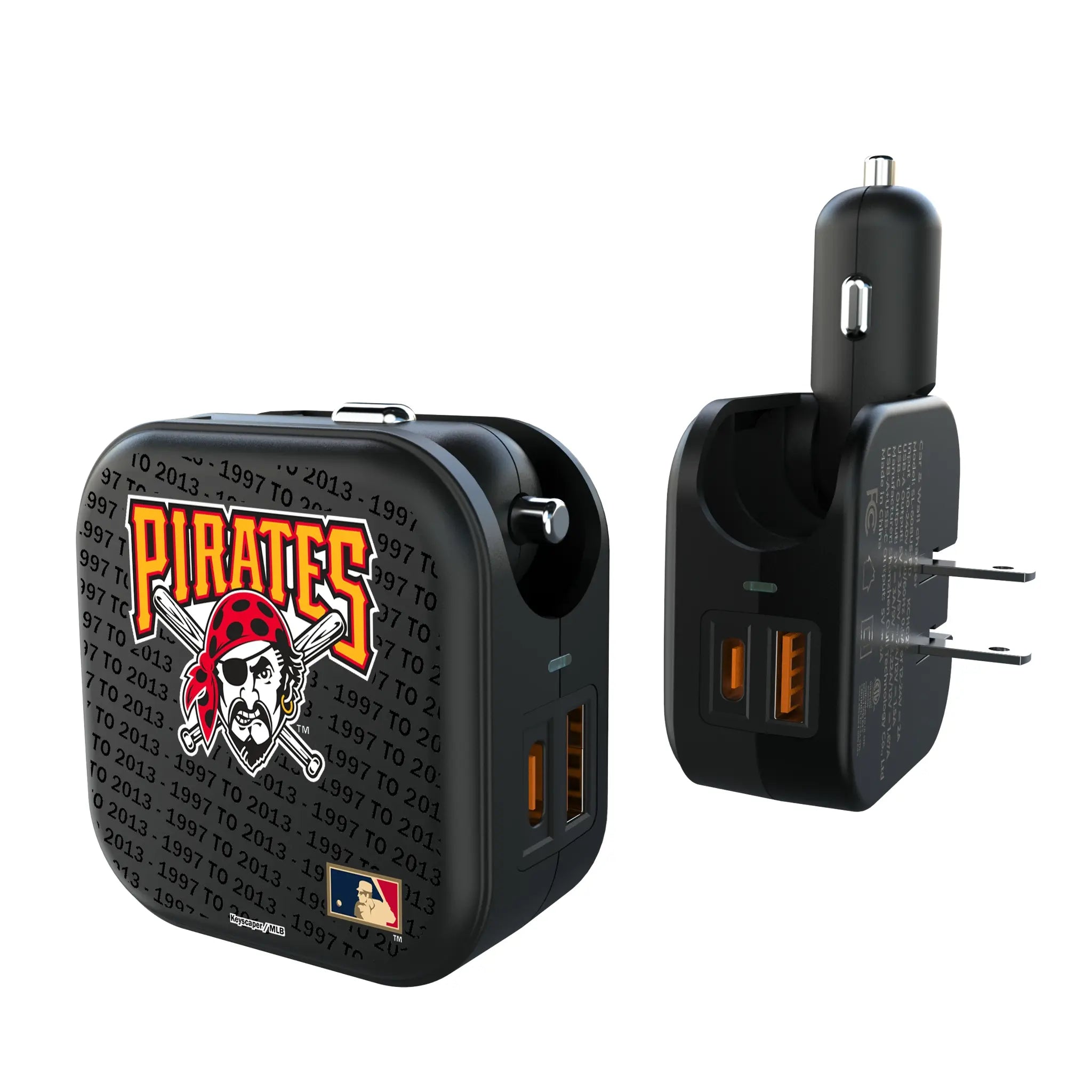 Pittsburgh Pirates 1997-2013 - Cooperstown Collection Text Backdrop 2 in 1 USB A/C Charger