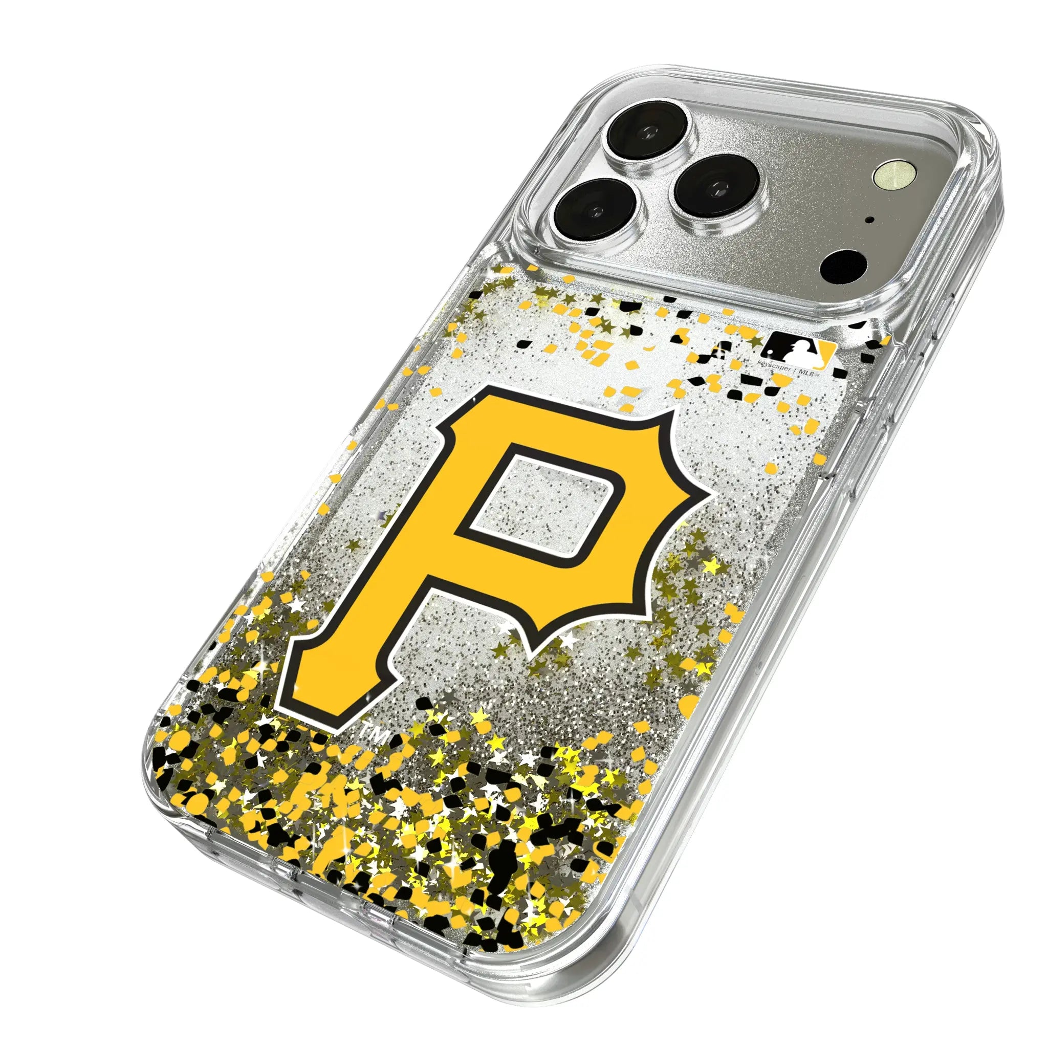 Pittsburgh Pirates Confetti iPhone Glitter Phone Case for Apple iPhone - Isometric View