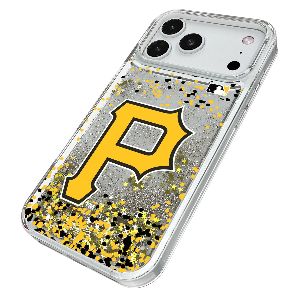 Pittsburgh Pirates Confetti iPhone Glitter Phone Case for Apple iPhone - Isometric View#Device_iPhone 18 Pro Max