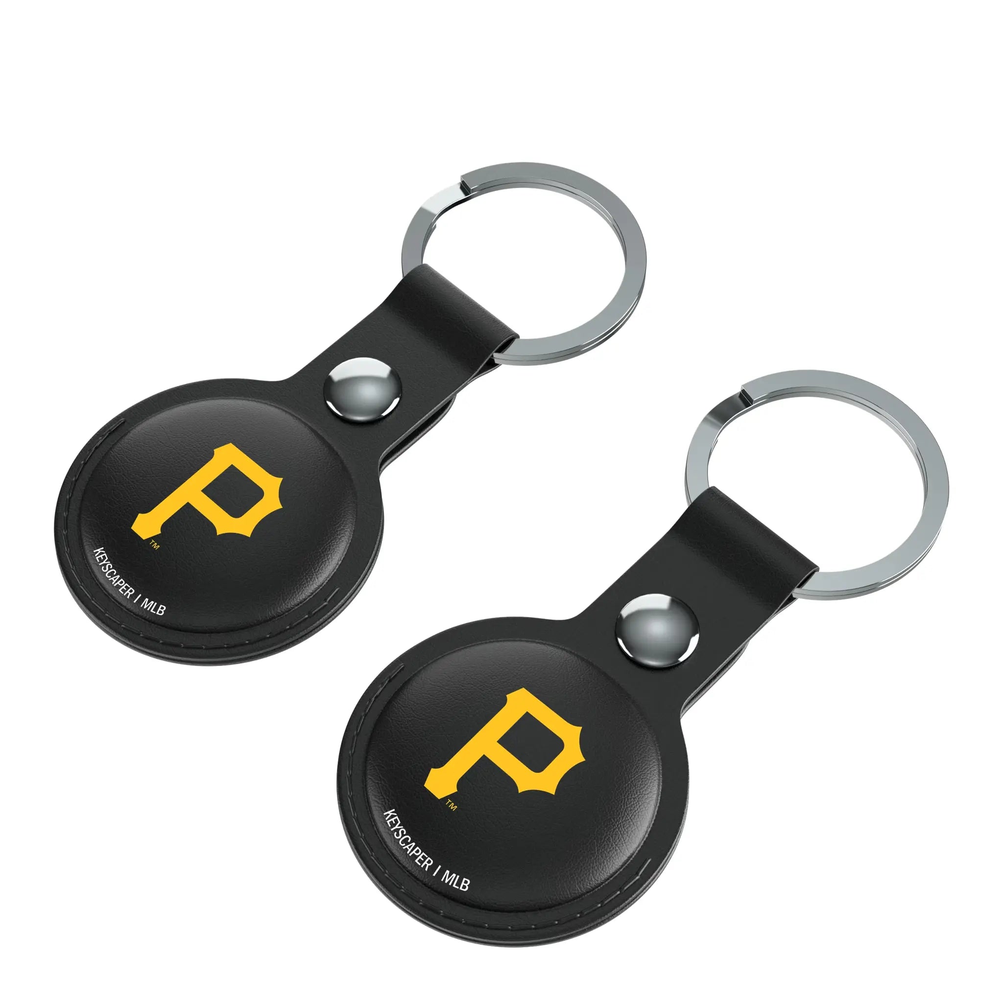 Pittsburgh Pirates Insignia AirTag Black Airtag Holder 2-Pack - Isometric View