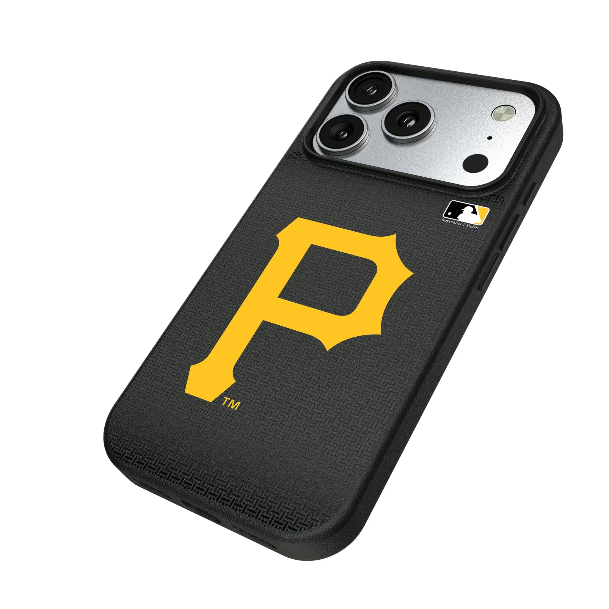 Pittsburgh Pirates Linen iPhone MagSafe Compatible Phone Case for Apple iPhone - Isometric View#Device_iPhone 17 Pro