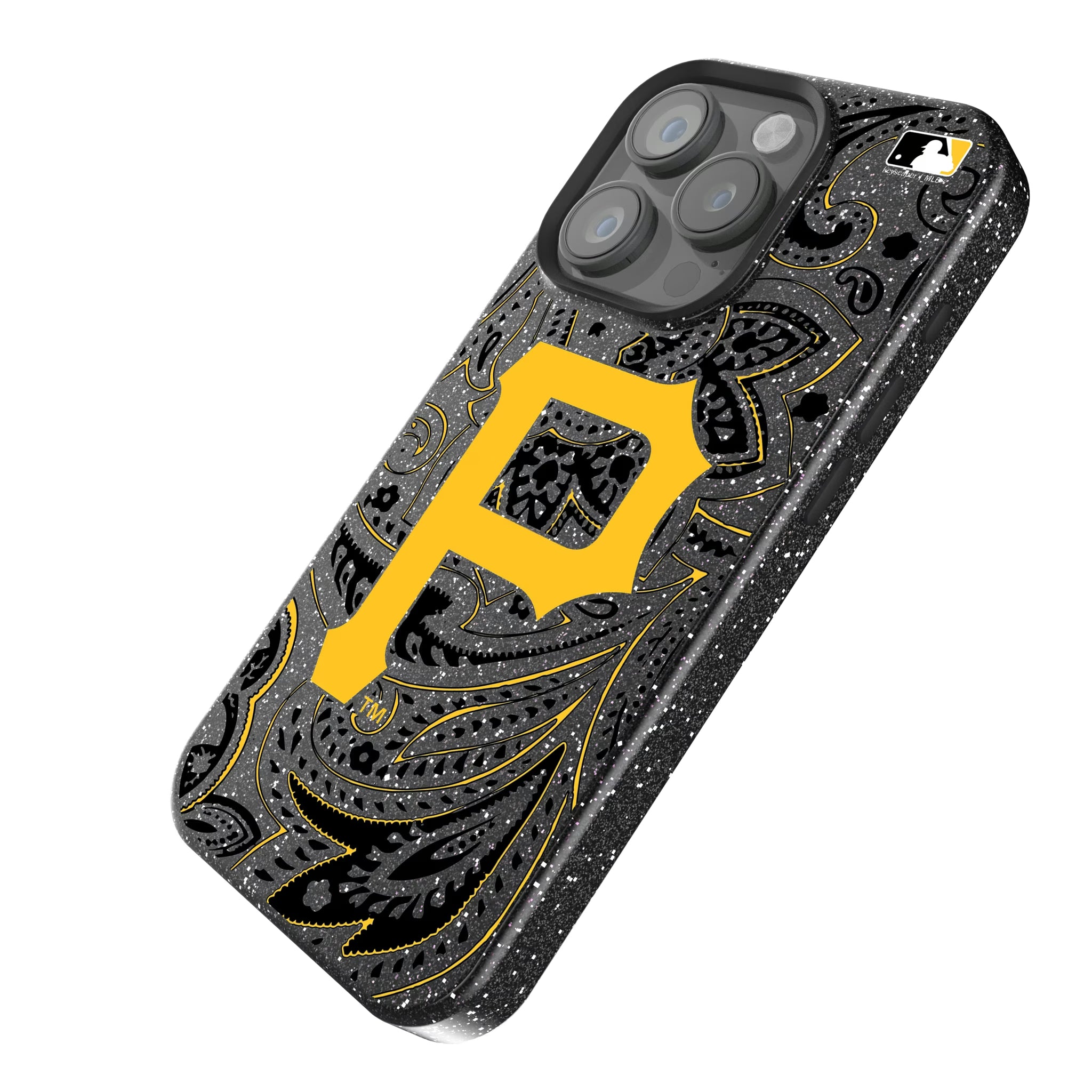 Pittsburgh Pirates Paisley iPhone Bling Phone Case for Apple iPhone - Isometric View