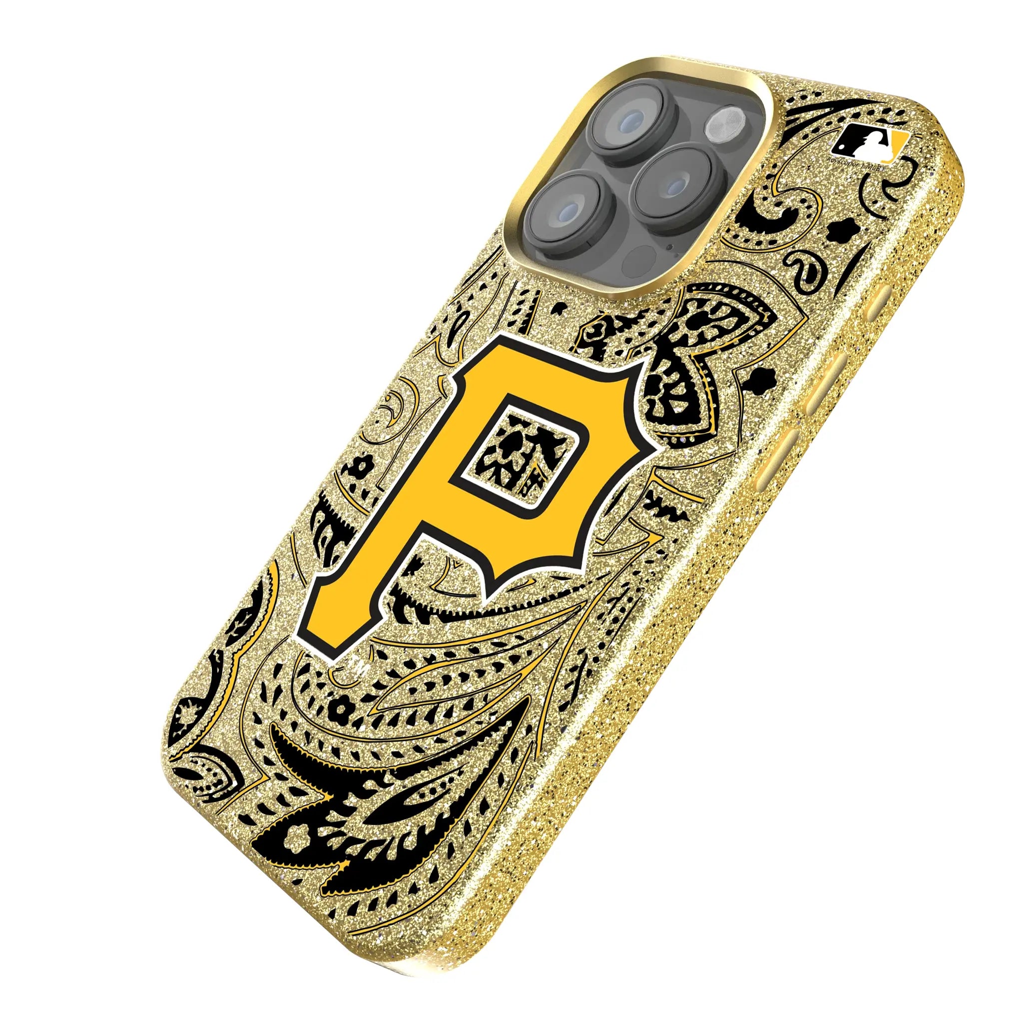 Pittsburgh Pirates Paisley iPhone Bling Phone Case for Apple iPhone - Isometric View