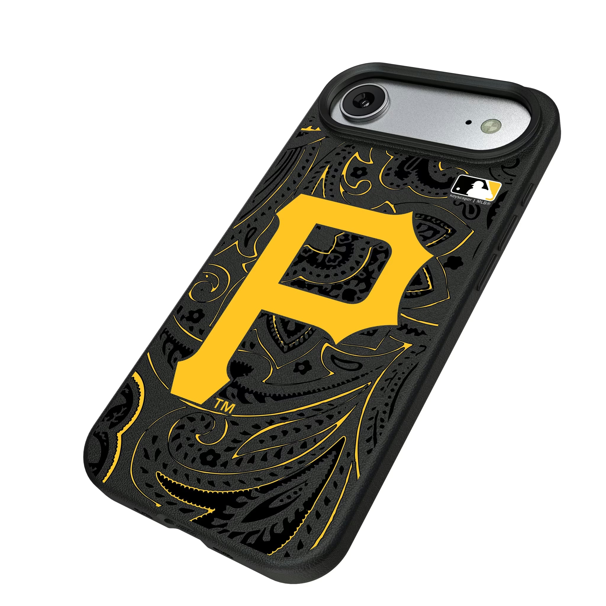 Pittsburgh Pirates Paisley iPhone MagSafe Compatible Phone Case for Apple iPhone - Isometric View#Device_iPhone Air