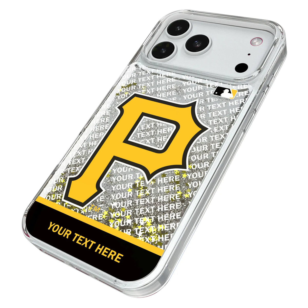 Pittsburgh Pirates Personalized EndZone Plus iPhone Glitter Phone Case for Apple iPhone - Isometric View#Device_iPhone 18 Pro Max