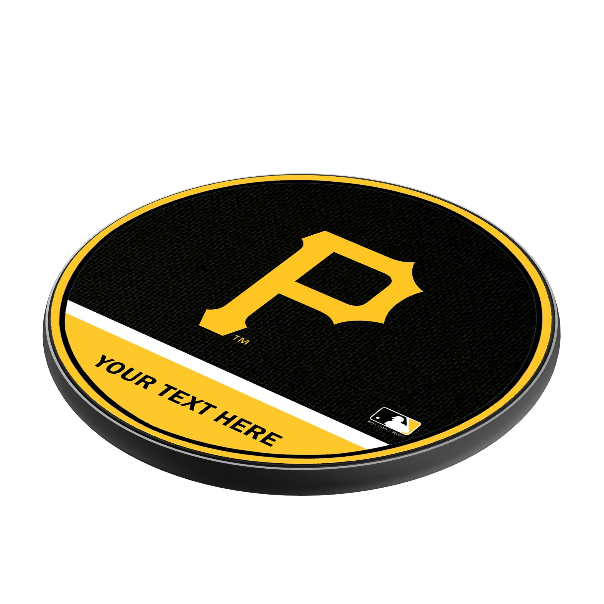 Pittsburgh Pirates Personalized Endzone Solid 15-Watt Wireless Charger - Isometric View