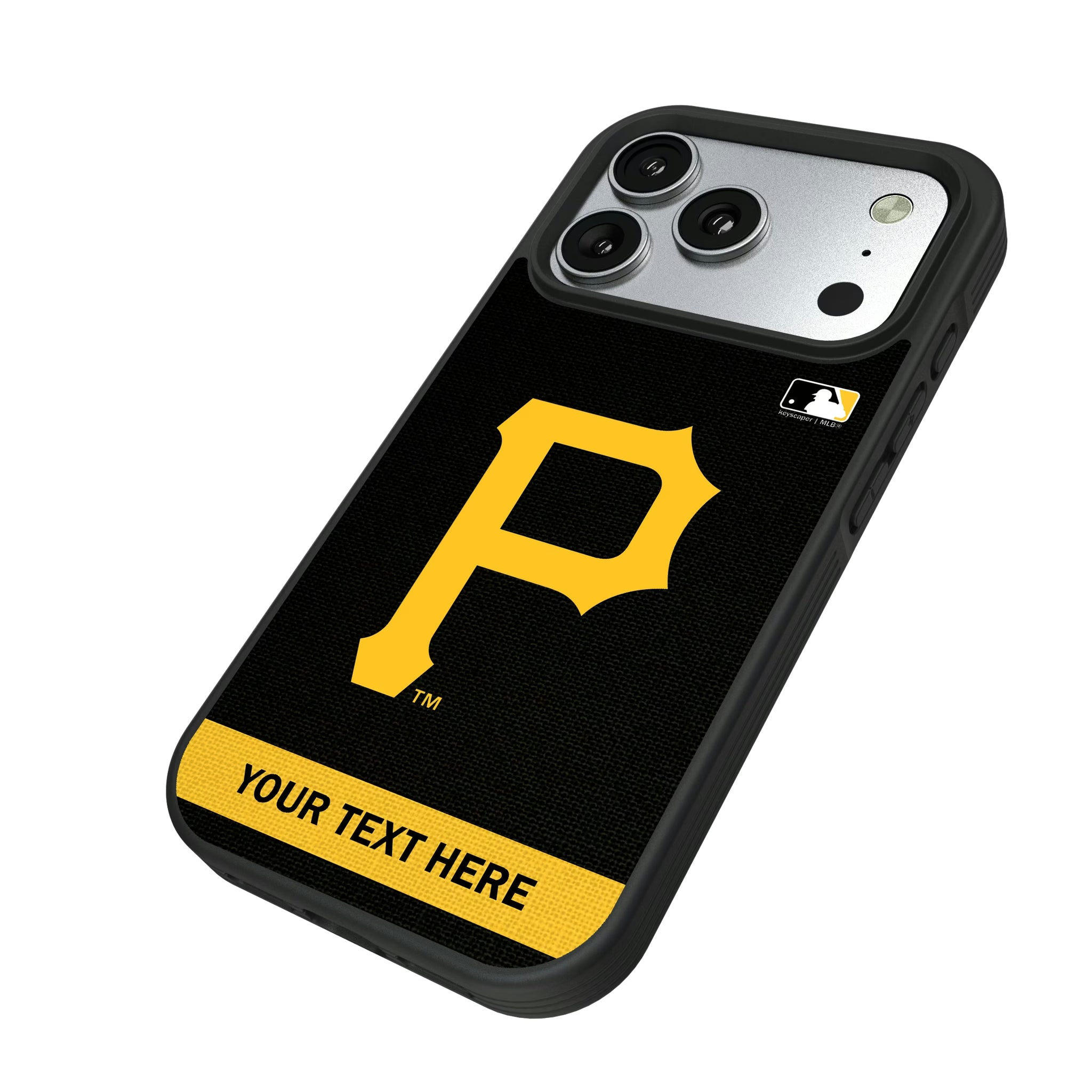 Pittsburgh Pirates Personalized Stripe iPhone Bump Phone Case for Apple iPhone - Isometric View#Device_iPhone 17 Pro