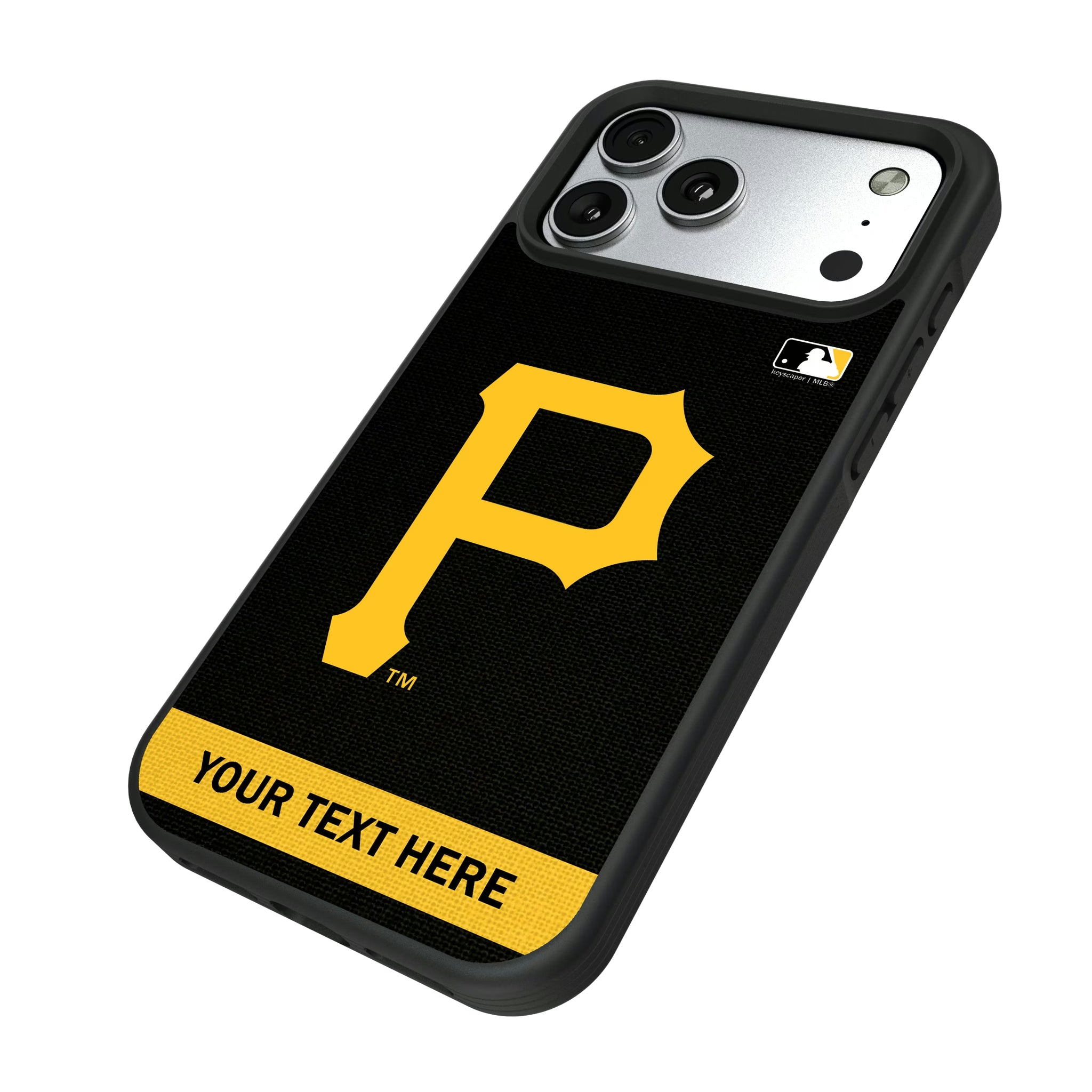 Pittsburgh Pirates Personalized Stripe iPhone Bump Phone Case for Apple iPhone - Isometric View#Device_iPhone 17 Pro Max