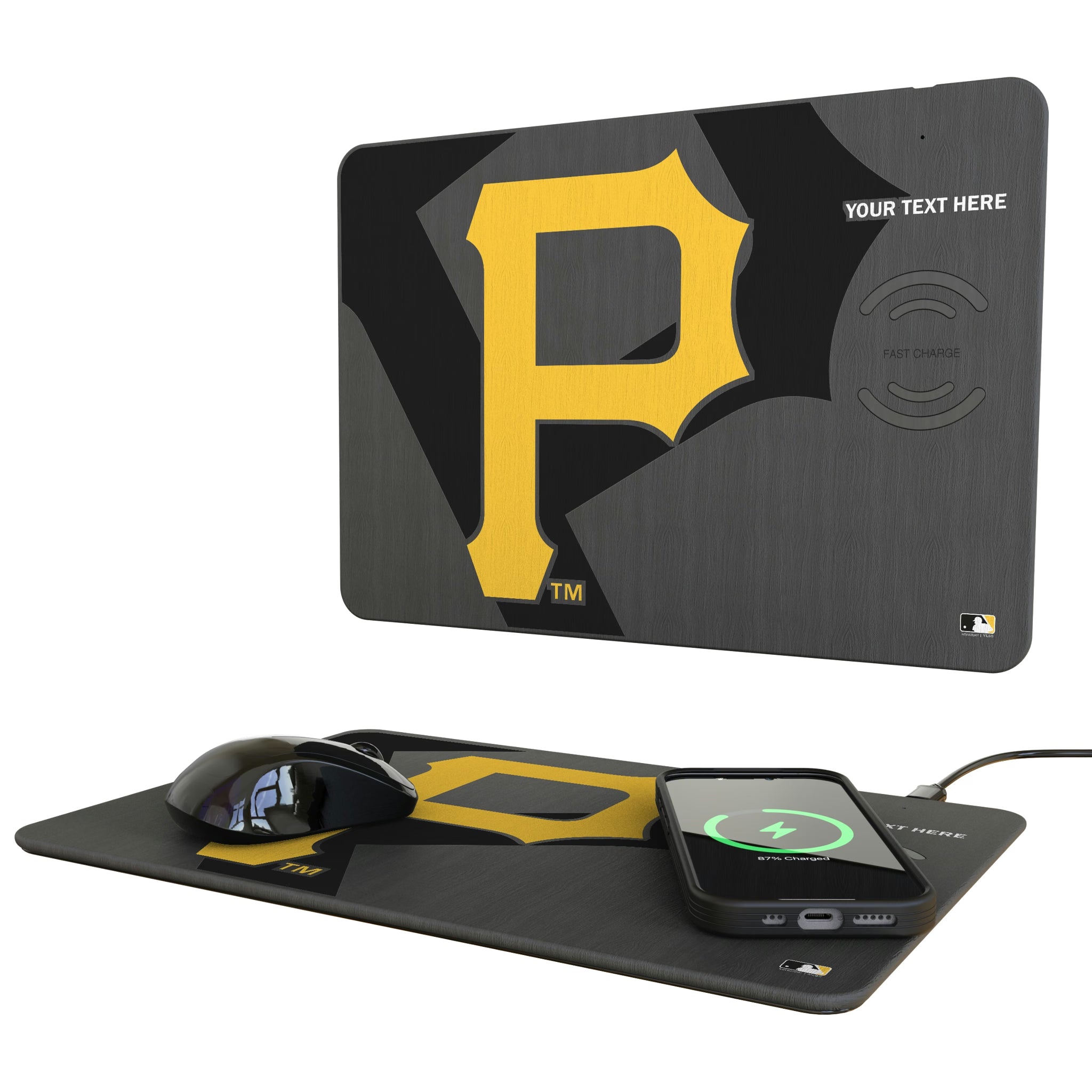 Pittsburgh Pirates Personalized Tilt 15-Watt Wireless Charger and Mouse Pad