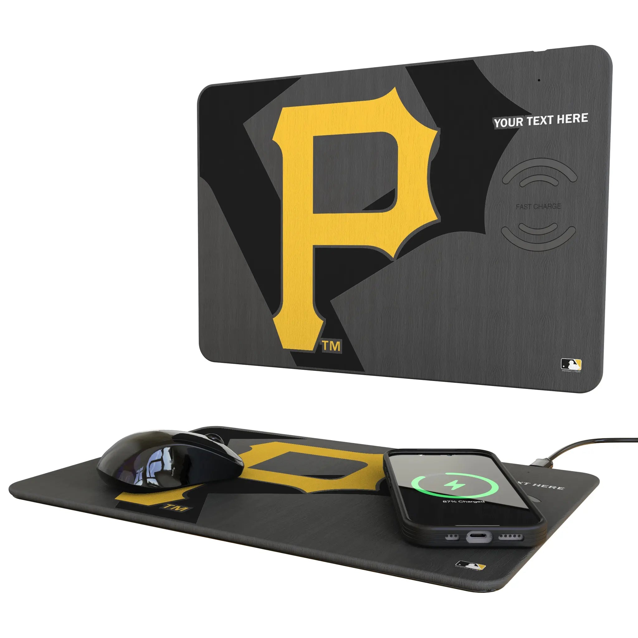 Pittsburgh Pirates Personalized Tilt 15-Watt Wireless Charger and Mouse Pad