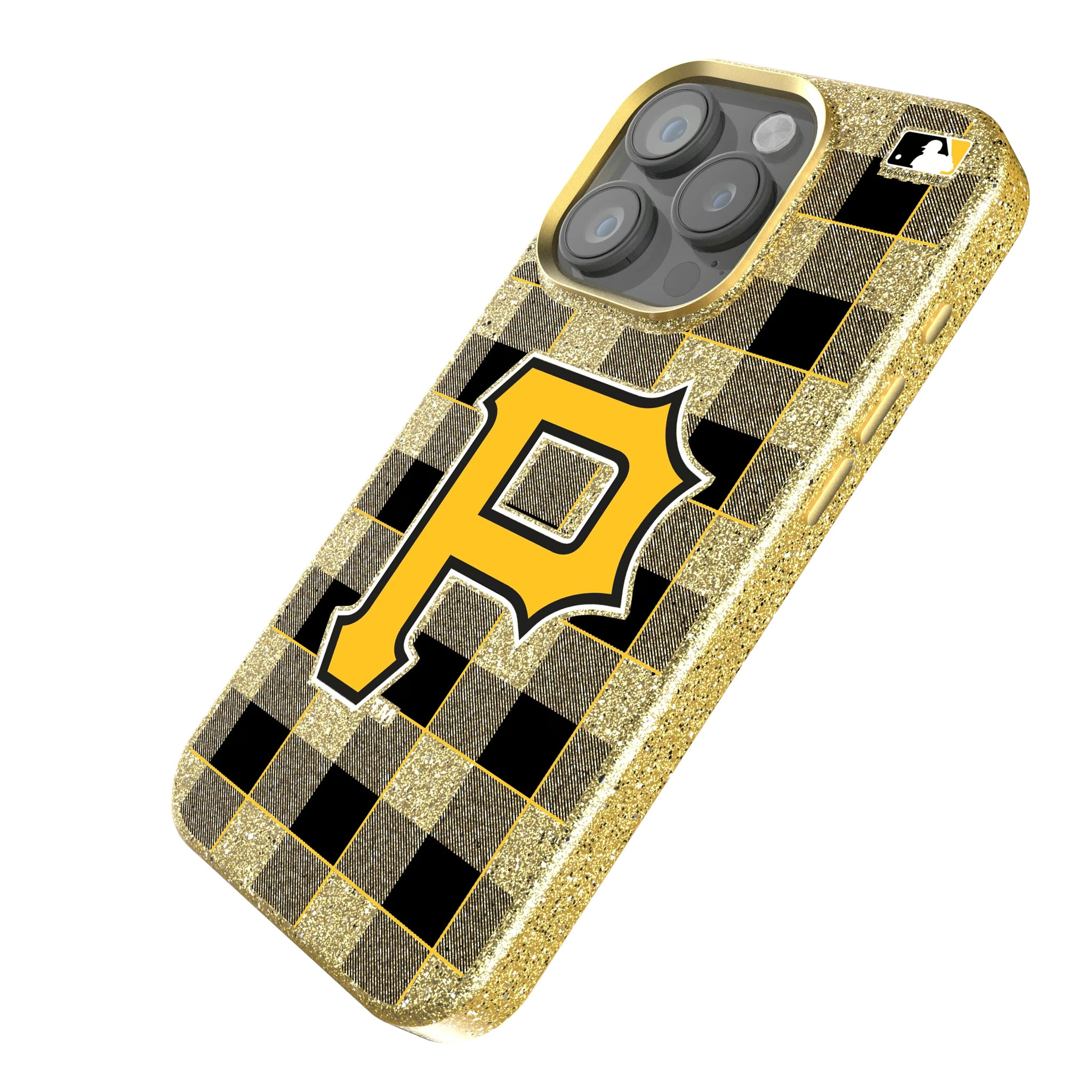 Pittsburgh Pirates Plaid iPhone Bling Phone Case for Apple iPhone - Isometric View