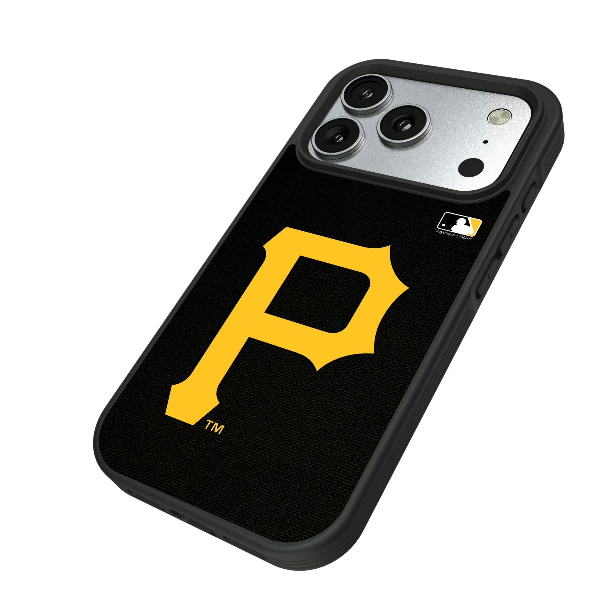 Pittsburgh Pirates Solid iPhone Bump Phone Case for Apple iPhone - Isometric View#Device_iPhone 17 Pro