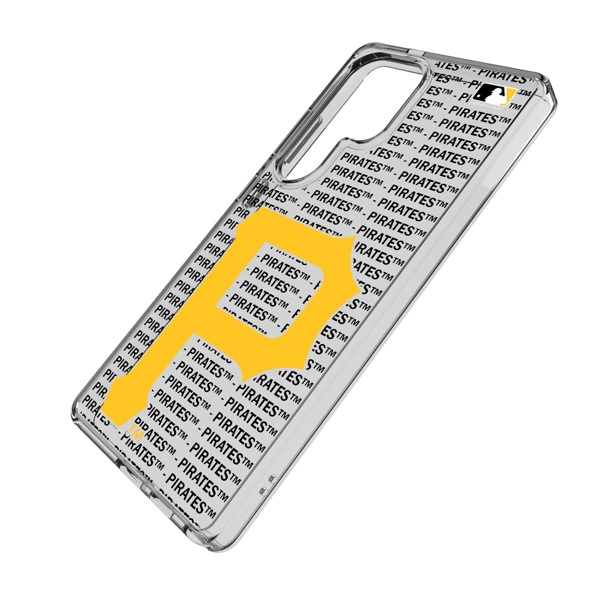 Pittsburgh Pirates Text Backdrop Galaxy Clear Phone Case for Samsung Galaxy - Isometric View