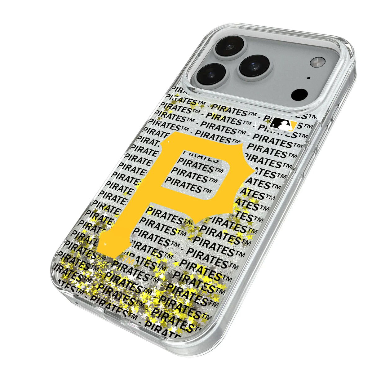 Pittsburgh Pirates Text Backdrop iPhone Glitter Phone Case for Apple iPhone - Isometric View#Device_iPhone 18 Pro