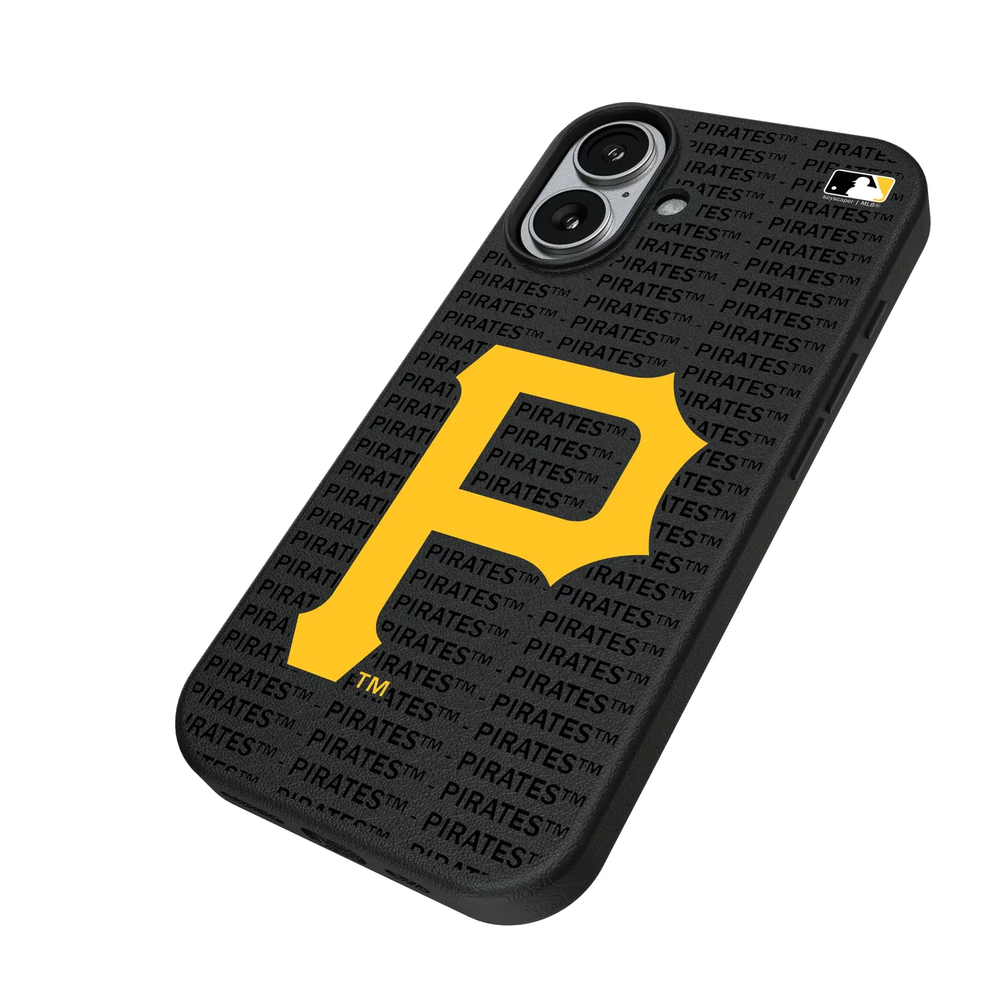Pittsburgh Pirates Text Backdrop iPhone MagSafe Compatible Phone Case for Apple iPhone - Isometric View#Device_iPhone 17