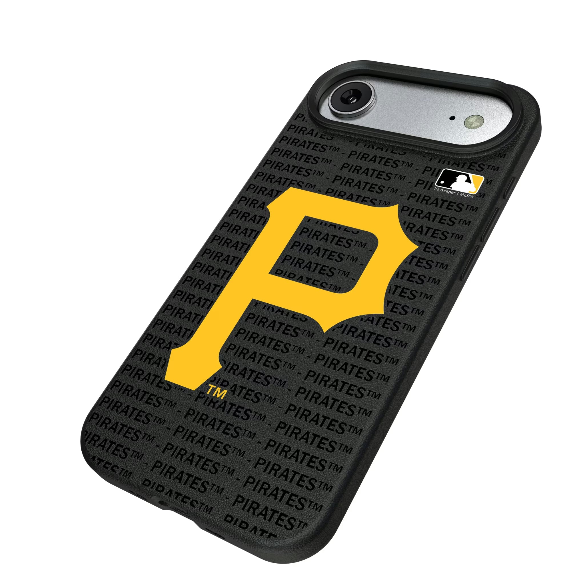Pittsburgh Pirates Text Backdrop iPhone MagSafe Compatible Phone Case for Apple iPhone - Isometric View#Device_iPhone Air