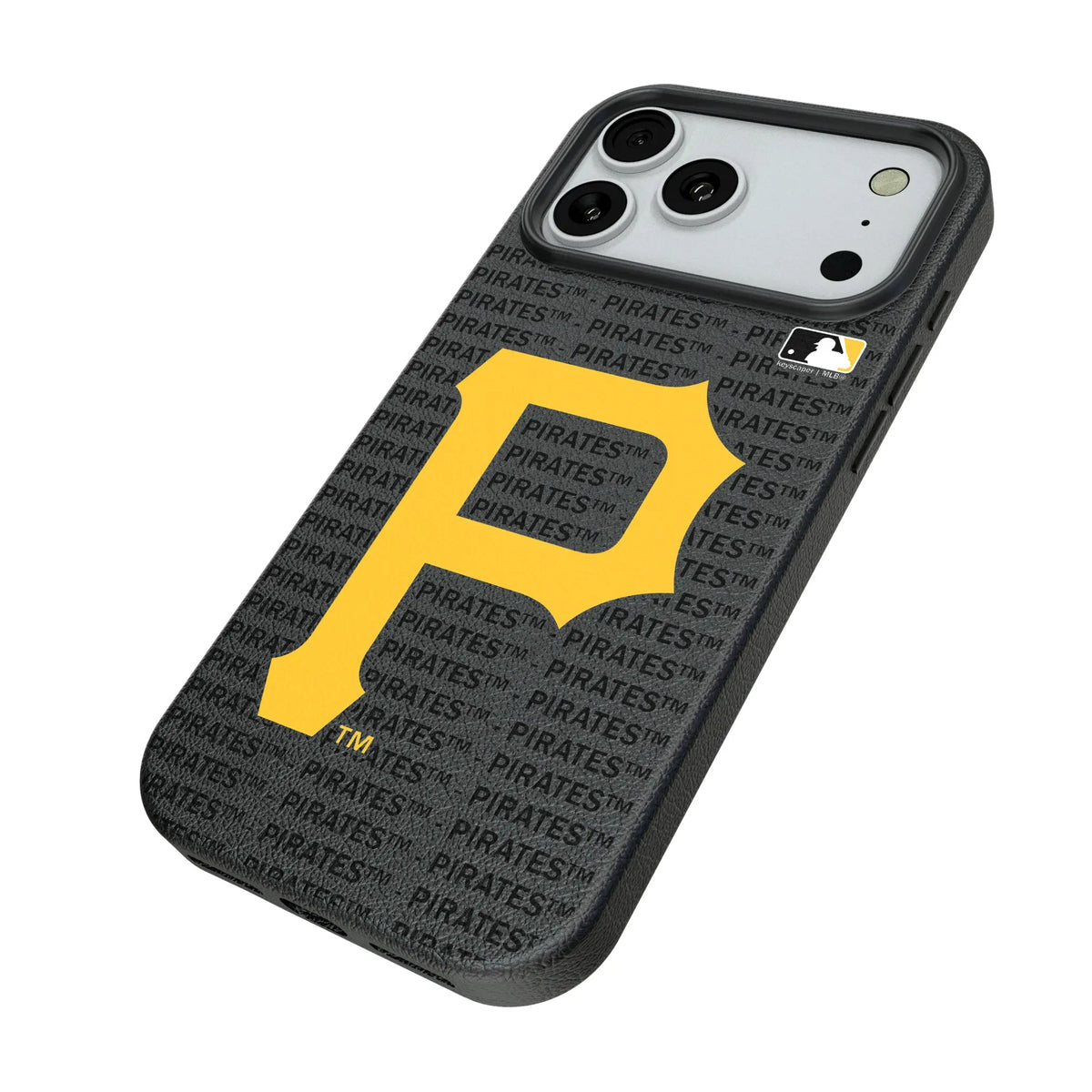Pittsburgh Pirates Text Backdrop iPhone MagSafe Compatible Phone Case for Apple iPhone - Isometric View#Device_iPhone 18 Pro Max