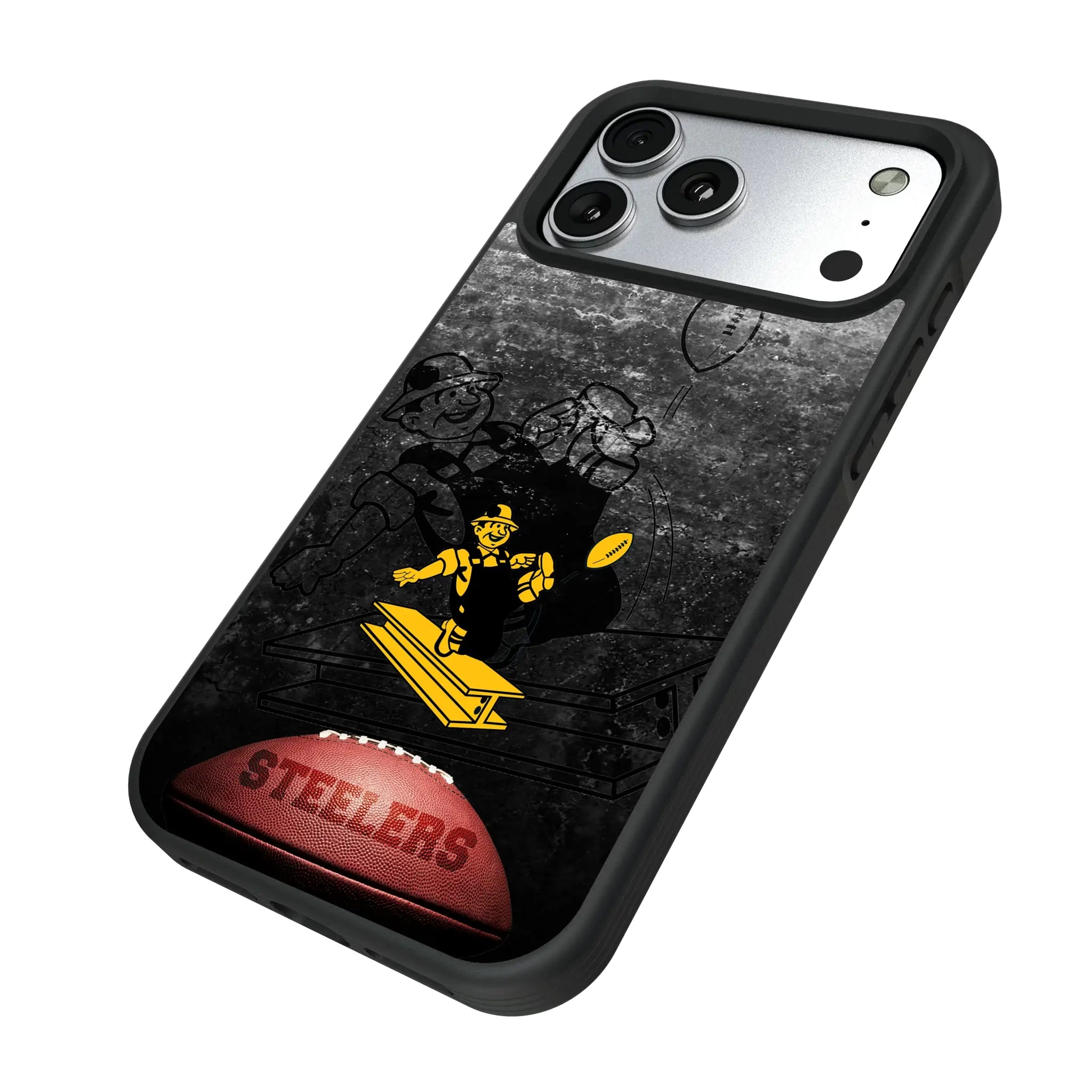Pittsburgh Steelers 1961 Historic Collection Legendary iPhone Bump Phone Case for Apple iPhone - Isometric View#Device_iPhone 17 Pro Max
