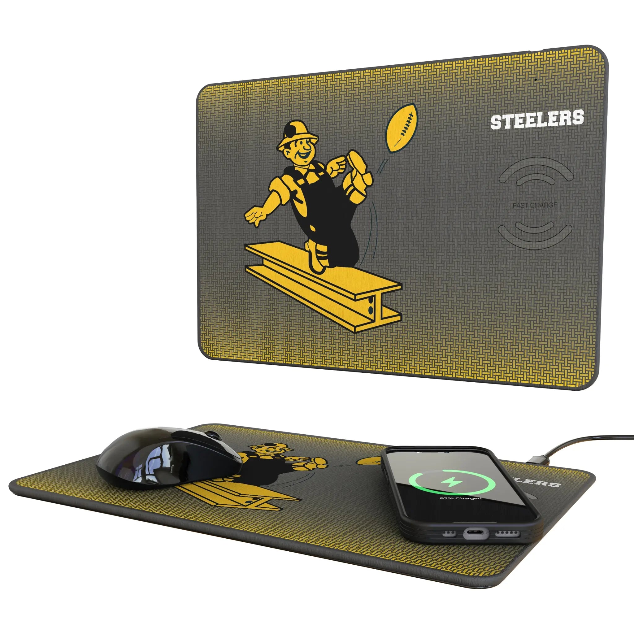 Pittsburgh Steelers 1961 Historic Collection Linen 15-Watt Wireless Charger and Mouse Pad