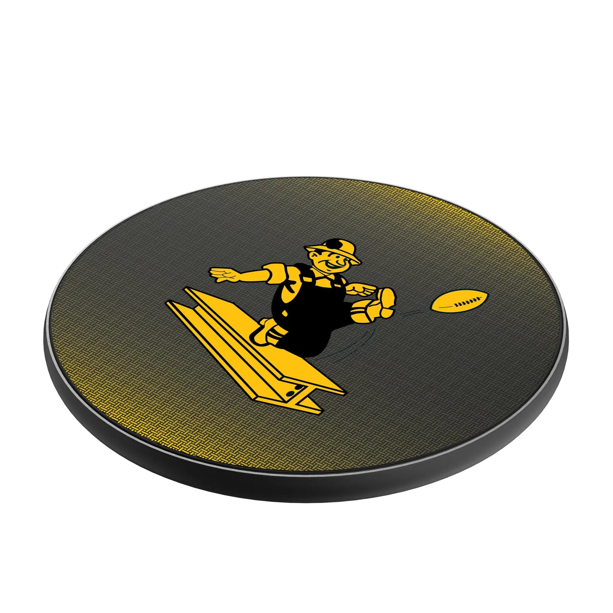 Pittsburgh Steelers 1961 Historic Collection Linen 15-Watt Wireless Charger - Isometric View