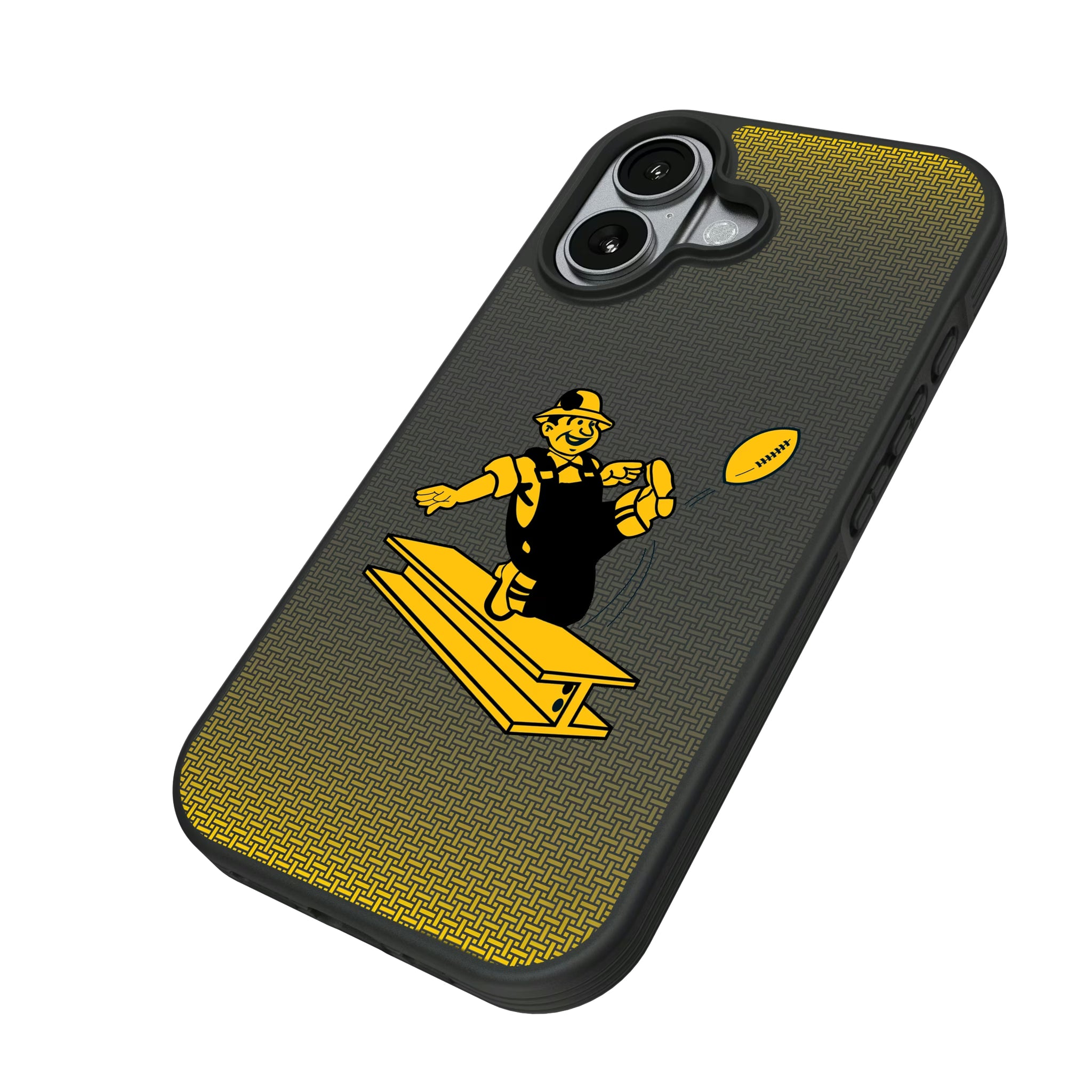 Pittsburgh Steelers 1961 Historic Collection Linen iPhone Bump Phone Case for Apple iPhone - Isometric View#Device_iPhone 17