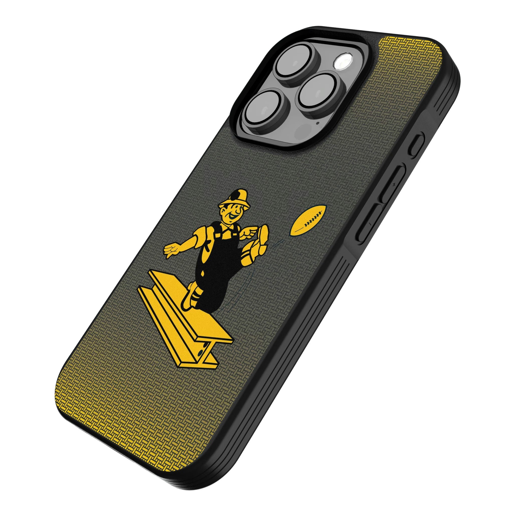 Pittsburgh Steelers 1961 Historic Collection Linen iPhone Bump Phone Case for Apple iPhone - Isometric View