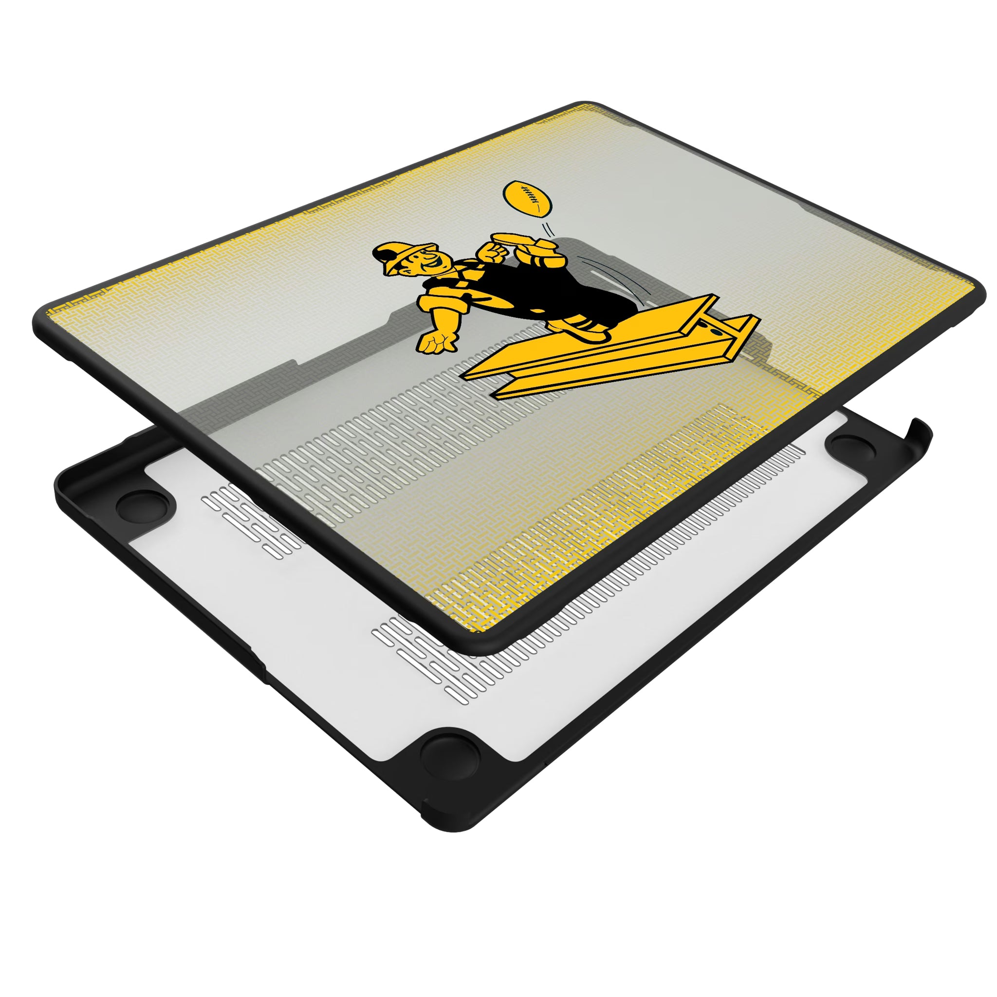 Pittsburgh Steelers 1961 Historic Collection Linen MacBook Laptop Case for Apple MacBook - Isometric View#Device_MacBook Pro (14-inch, 2021) / MacBook Pro (14-inch, 2023) / MacBook Pro (14-inch, 2024)