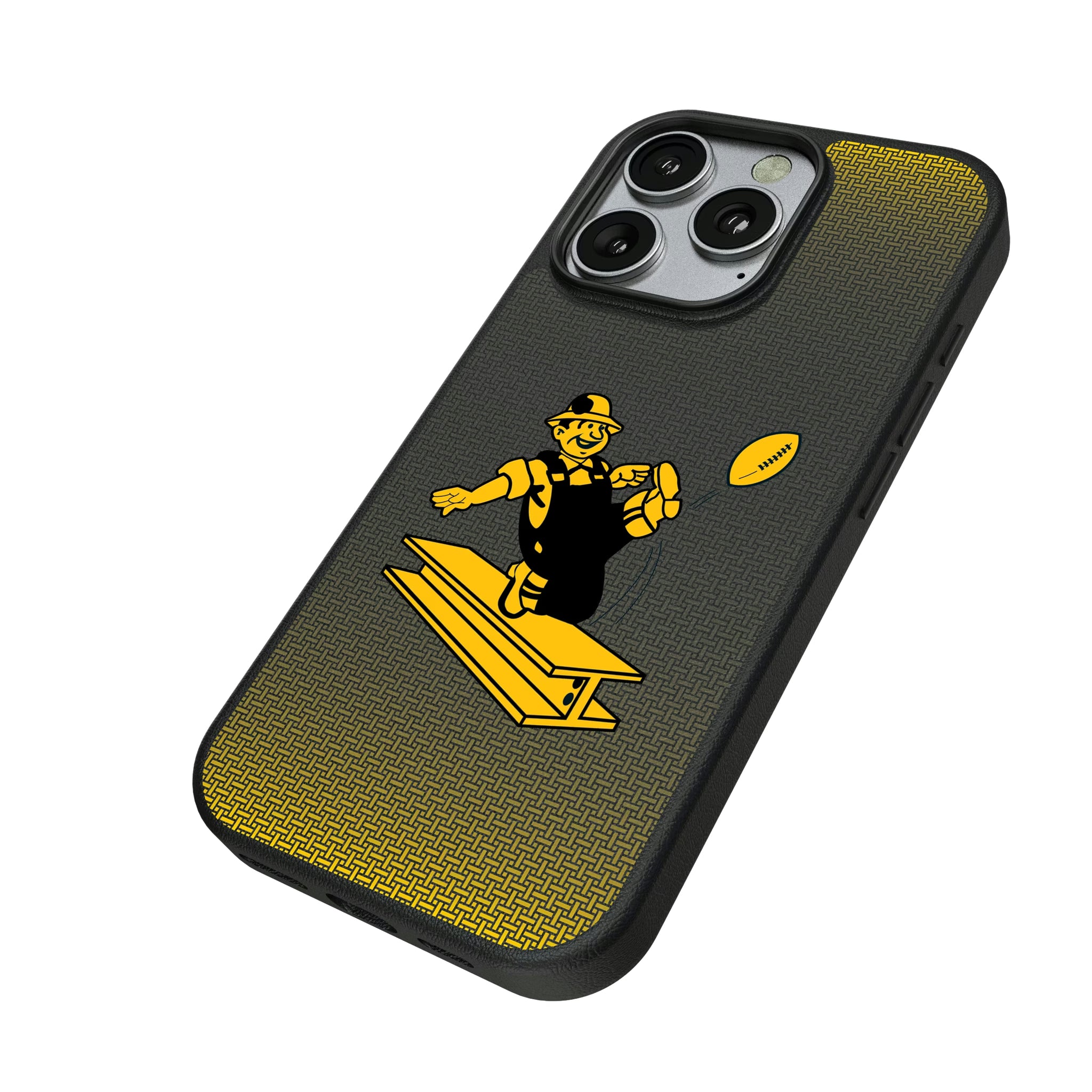 Pittsburgh Steelers 1961 Historic Collection Linen iPhone MagSafe Compatible Phone Case for Apple iPhone - Isometric View