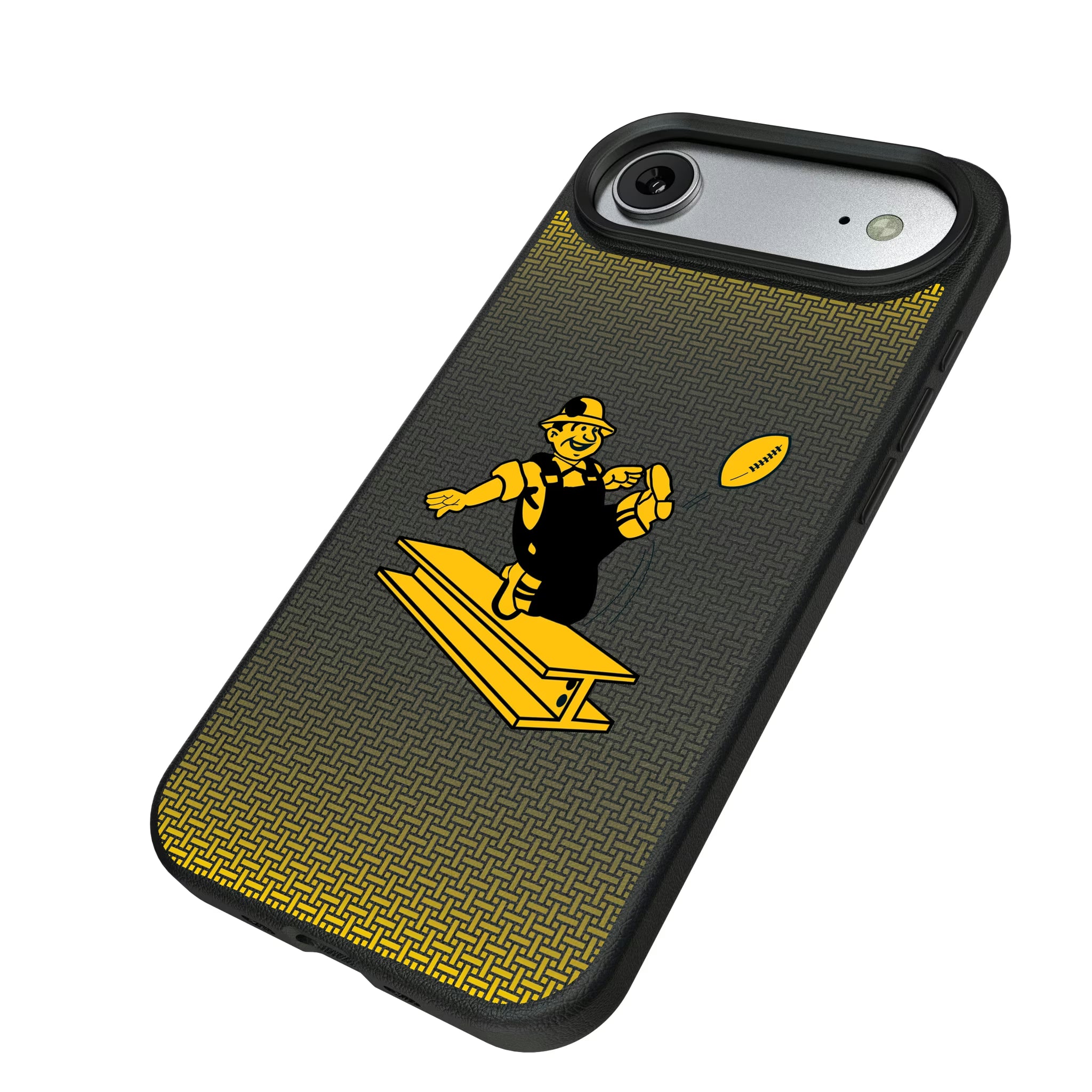 Pittsburgh Steelers 1961 Historic Collection Linen iPhone MagSafe Compatible Phone Case for Apple iPhone - Isometric View#Device_iPhone Air