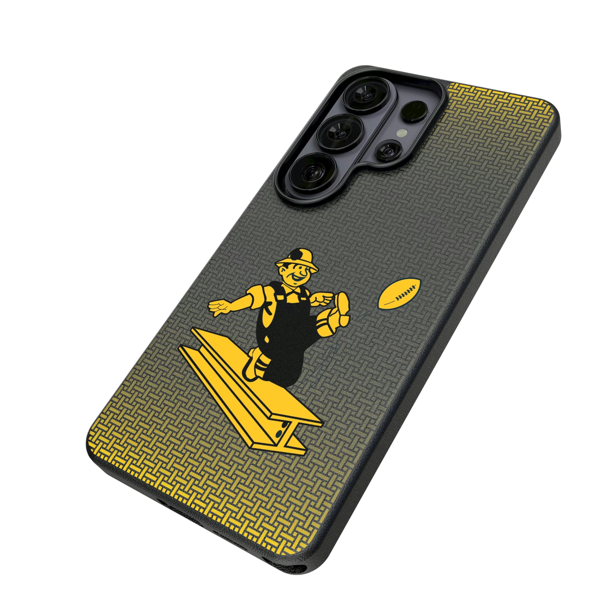 Pittsburgh Steelers 1961 Historic Collection Linen Galaxy MagSafe Compatible Phone Case for Samsung Galaxy - Isometric View#Device_Galaxy S26 Ultra