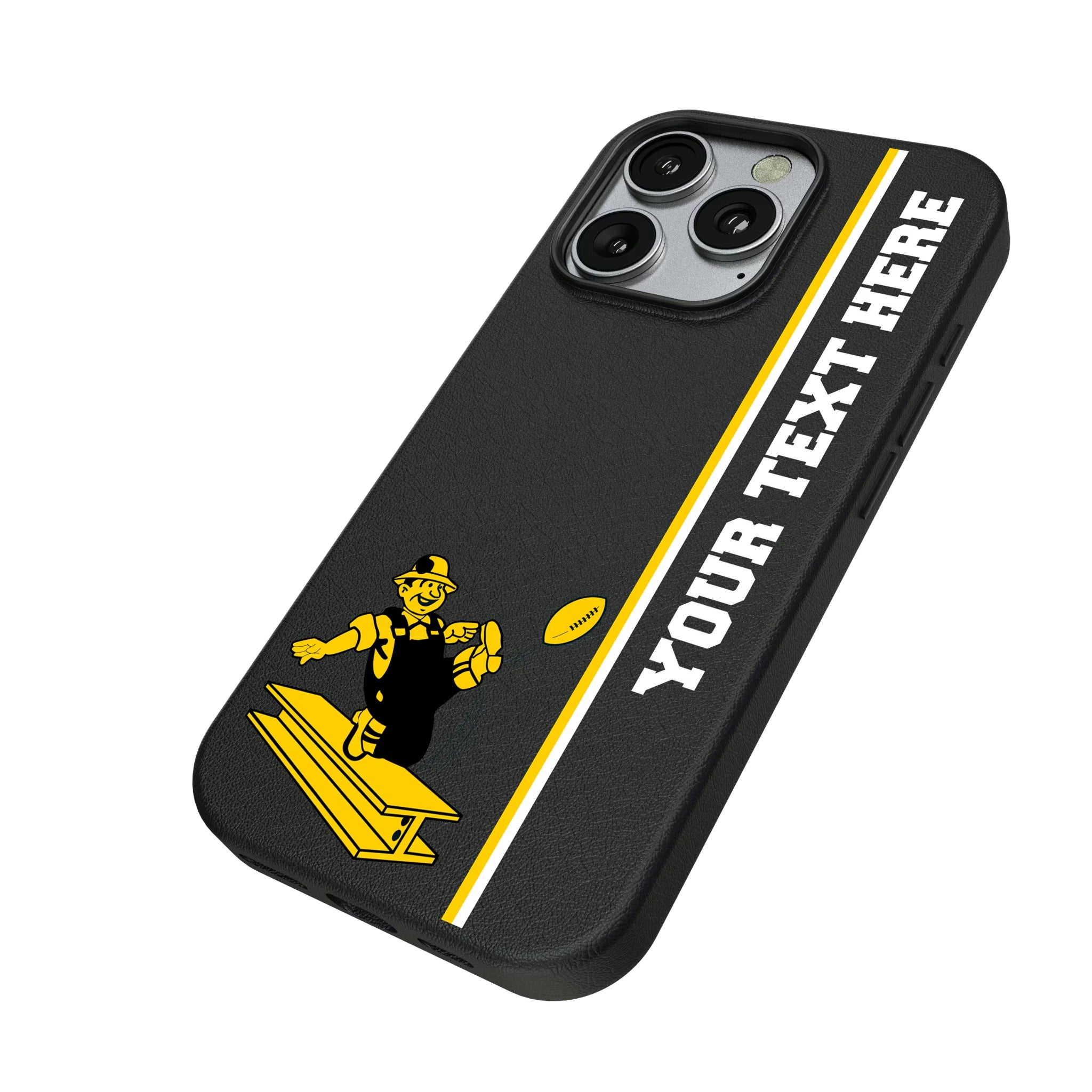 Pittsburgh Steelers 1961 Historic Collection Personalized Sidebard iPhone MagSafe Compatible Phone Case for Apple iPhone - Isometric View