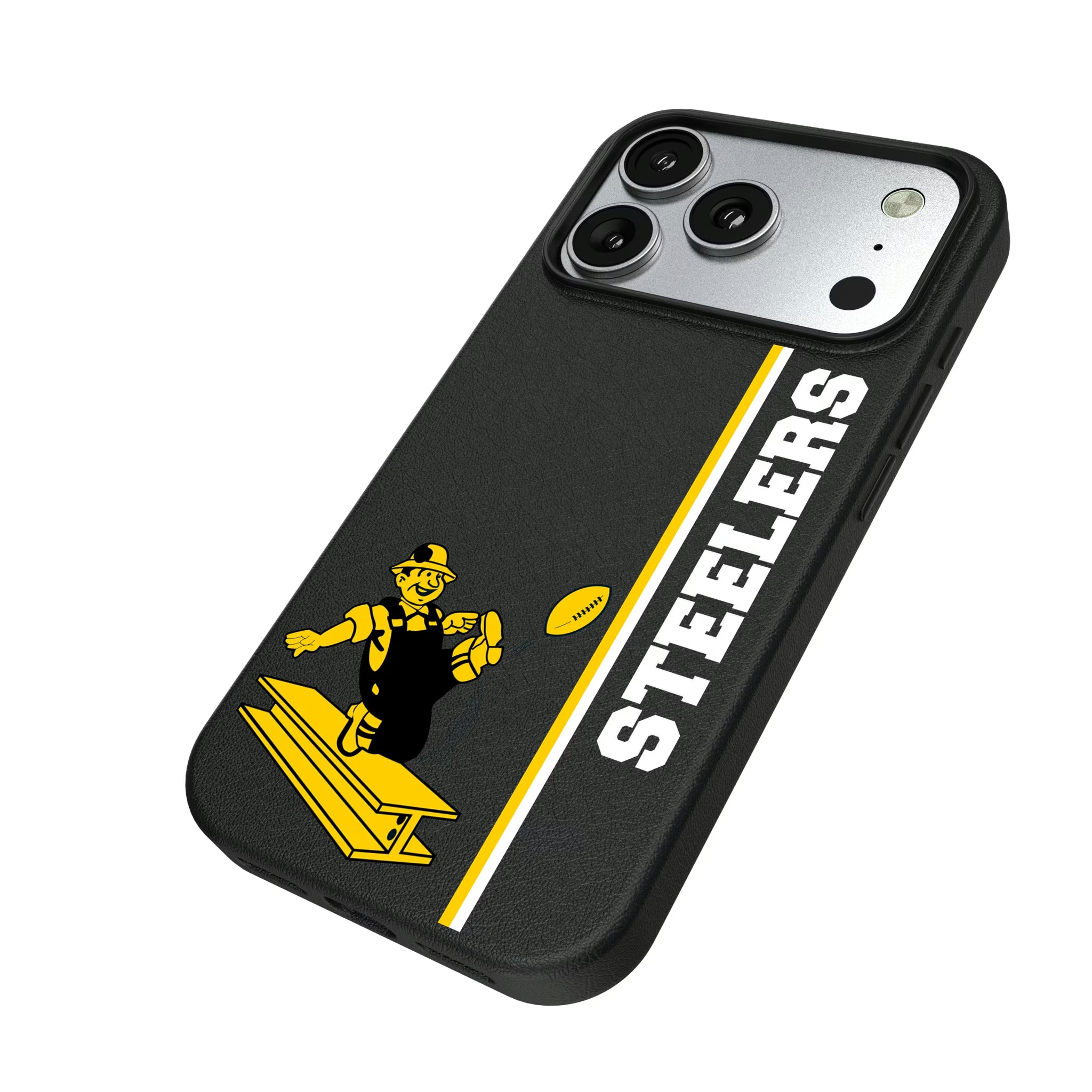 Pittsburgh Steelers 1961 Historic Collection Sidebar iPhone MagSafe Compatible Phone Case for Apple iPhone - Isometric View#Device_iPhone 17 Pro