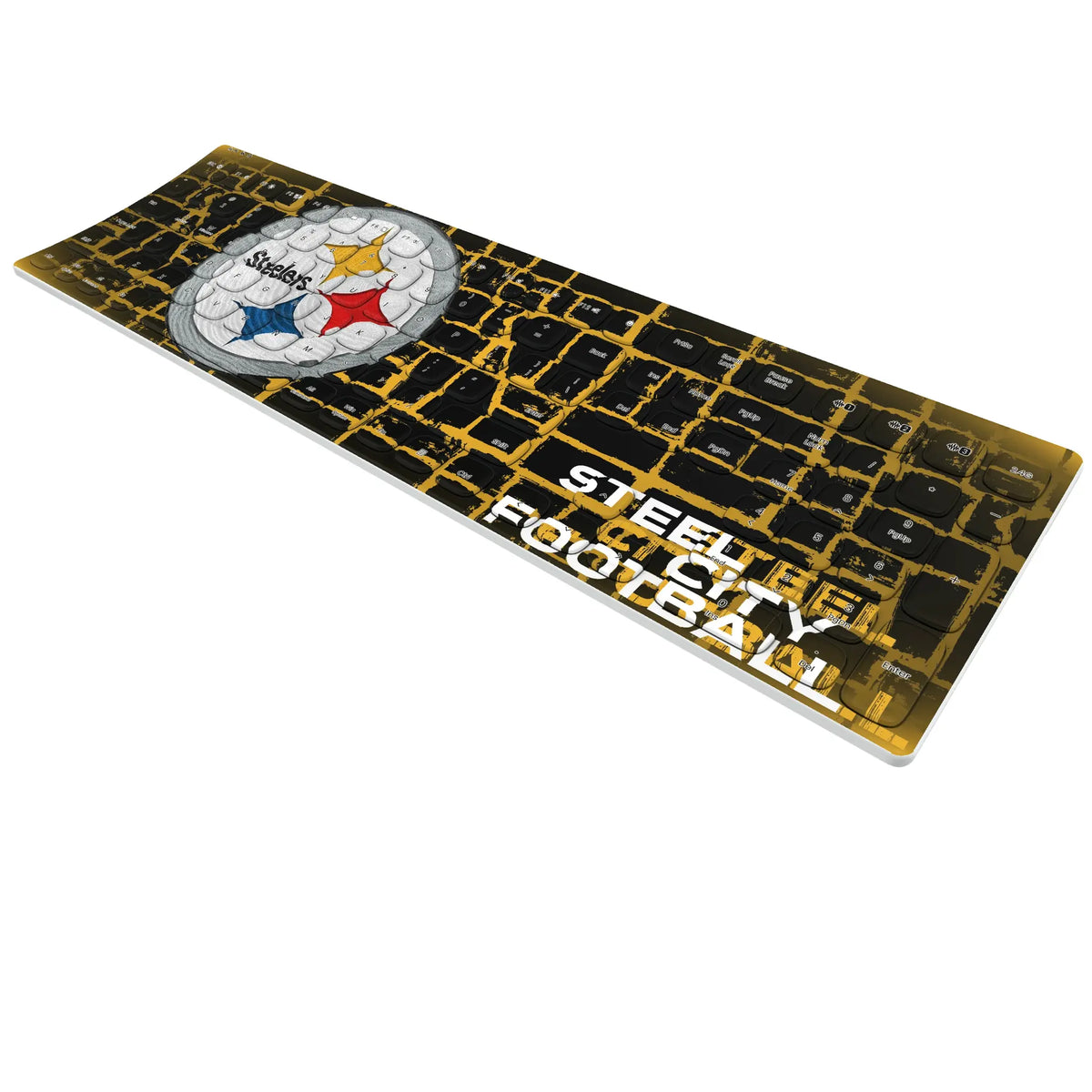 Pittsburgh Steelers Brick KKB605 Curved Wireless Keyboard - Isometric View