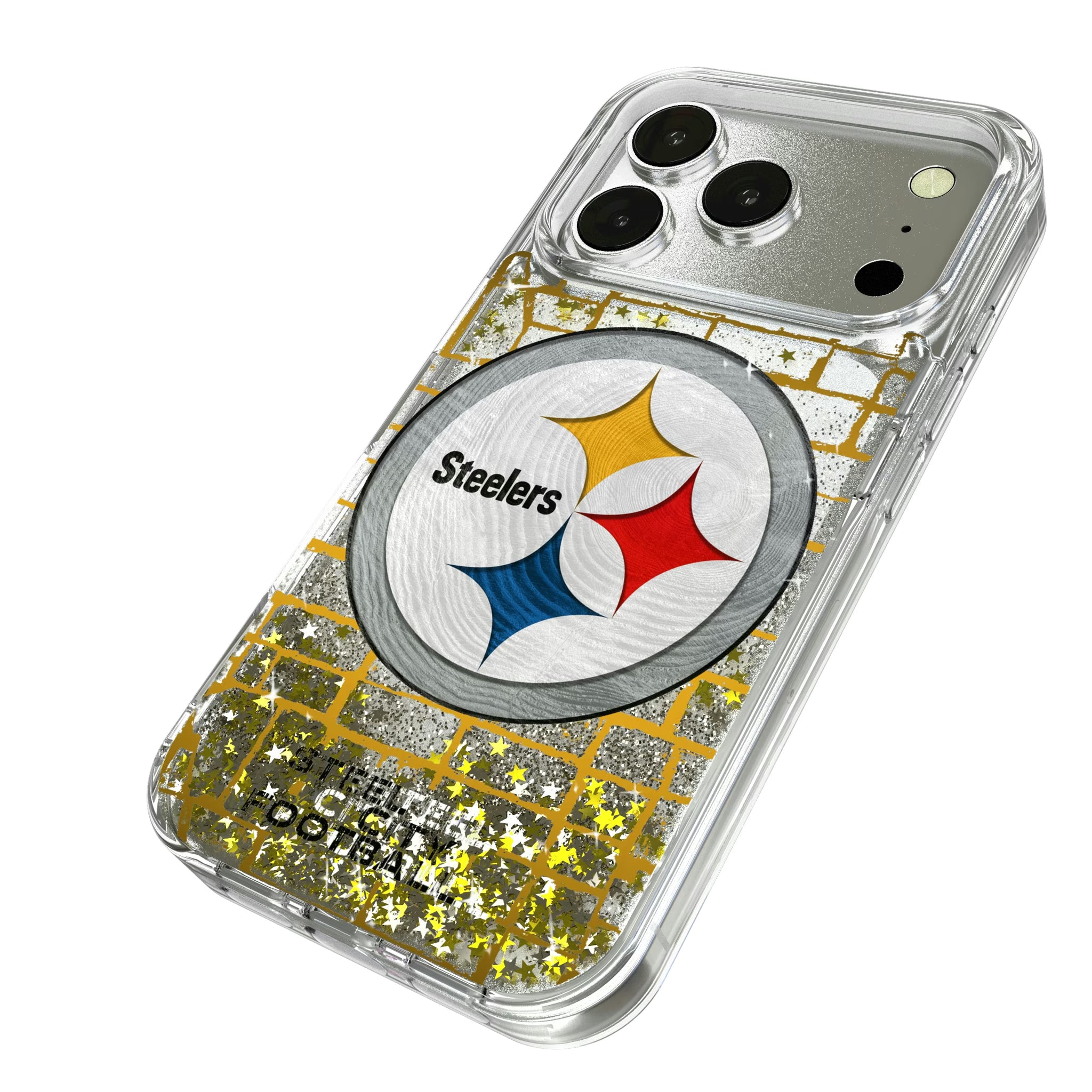 Pittsburgh Steelers Brick iPhone Glitter Phone Case for Apple iPhone - Isometric View