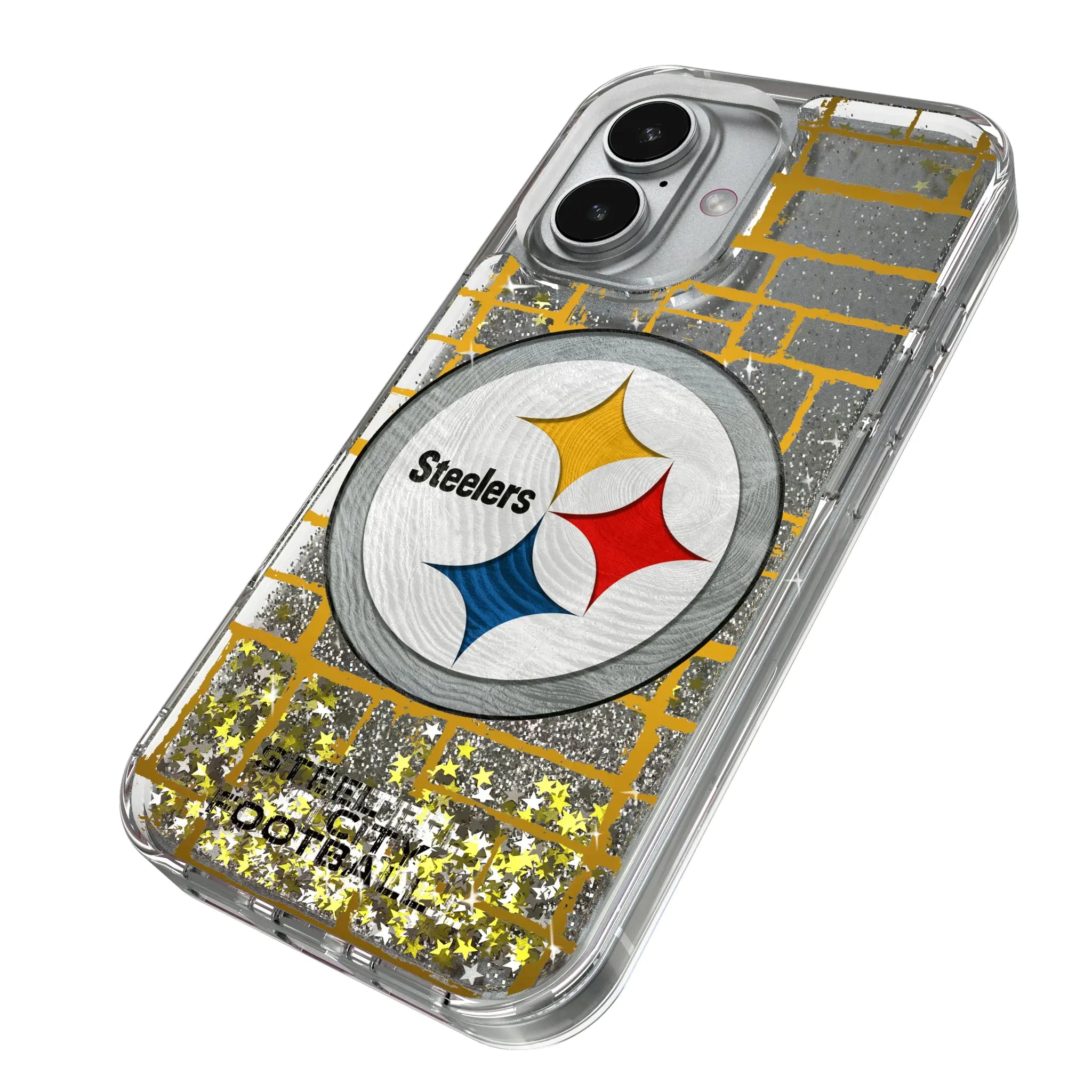 Pittsburgh Steelers Brick iPhone Glitter Phone Case for Apple iPhone - Isometric View