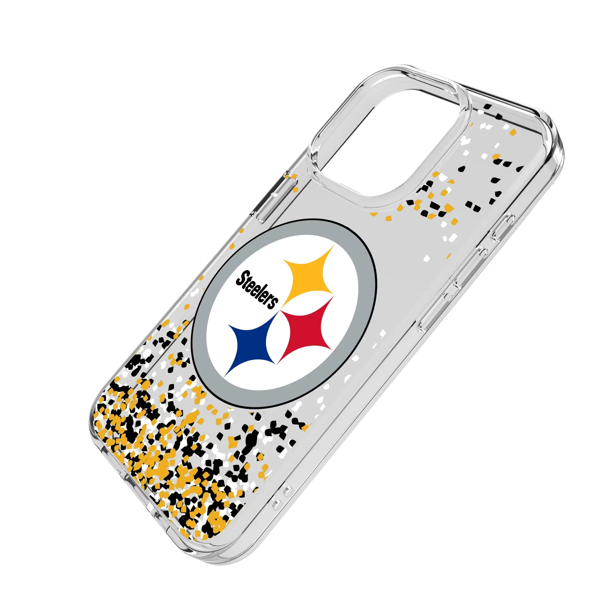 Pittsburgh Steelers Confetti iPhone Clear Phone Case for Apple iPhone - Isometric View