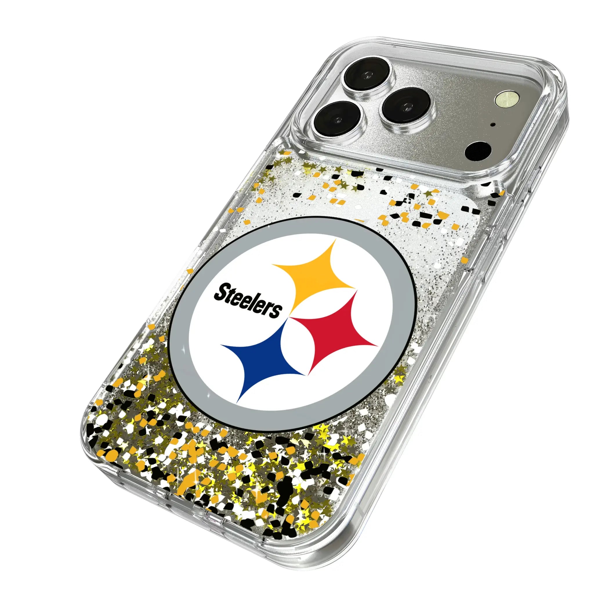 Pittsburgh Steelers Confetti iPhone Glitter Phone Case for Apple iPhone - Isometric View