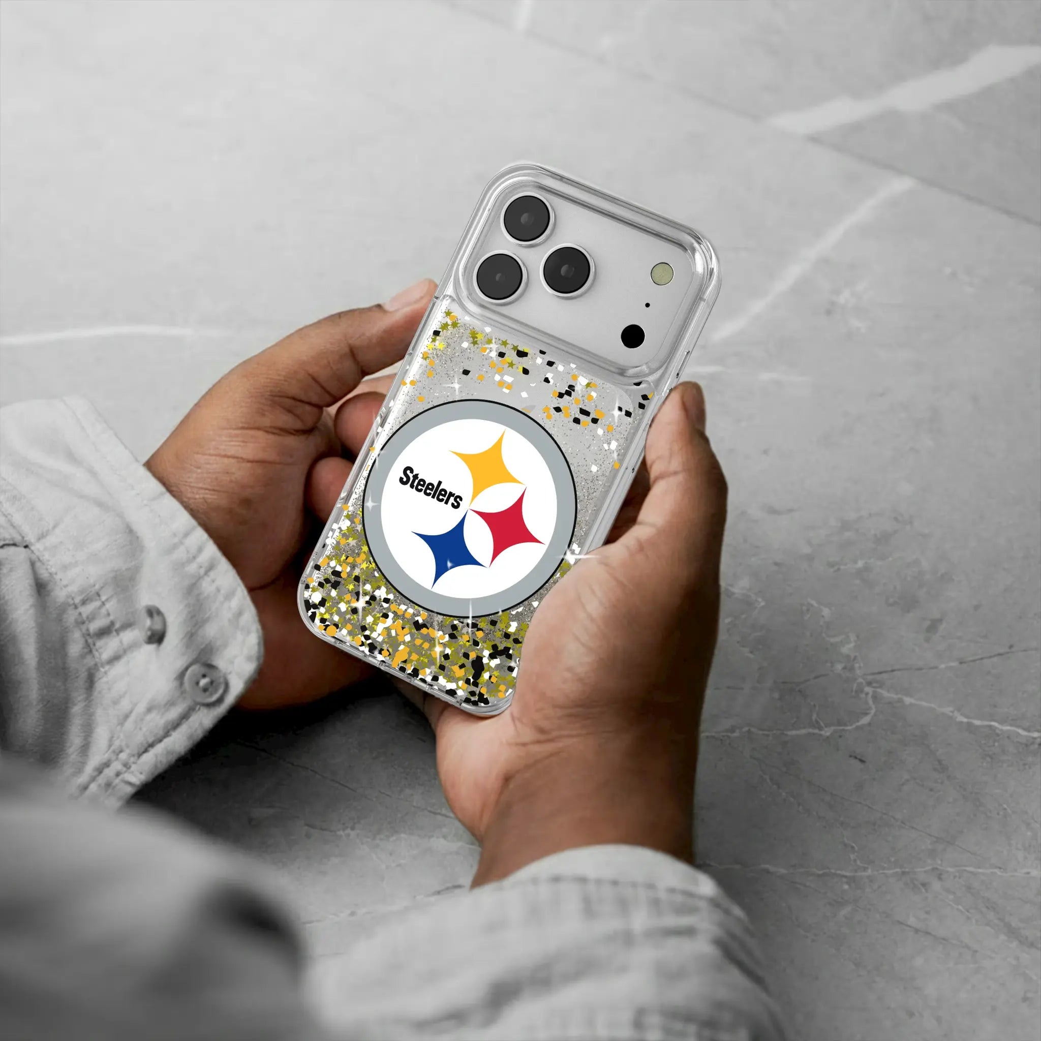 Pittsburgh Steelers Confetti iPhone Glitter Phone Case for Apple iPhone - Lifestyle