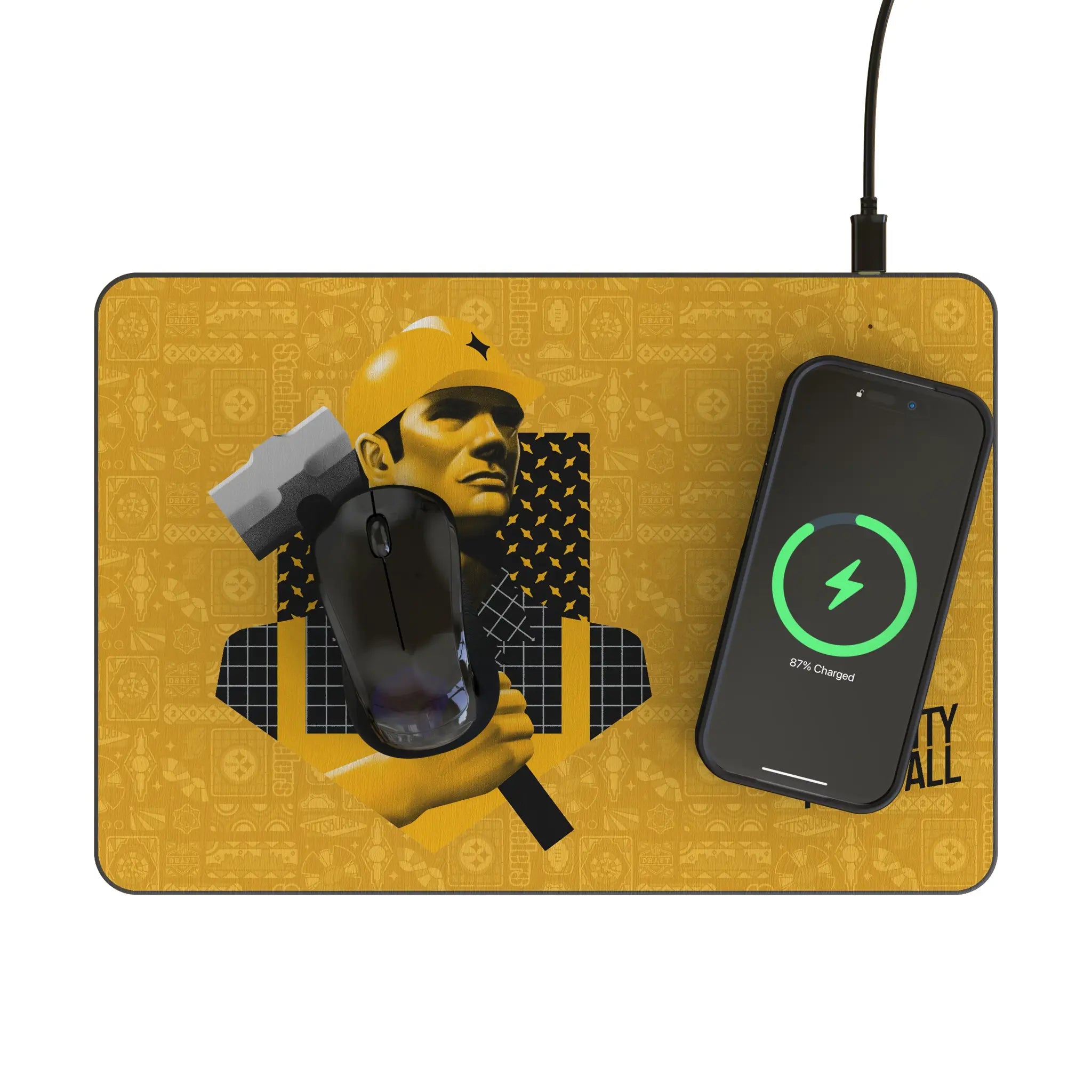 Pittsburgh Steelers Deco 15-Watt Wireless Charger and Mouse Pad - Lifestyle